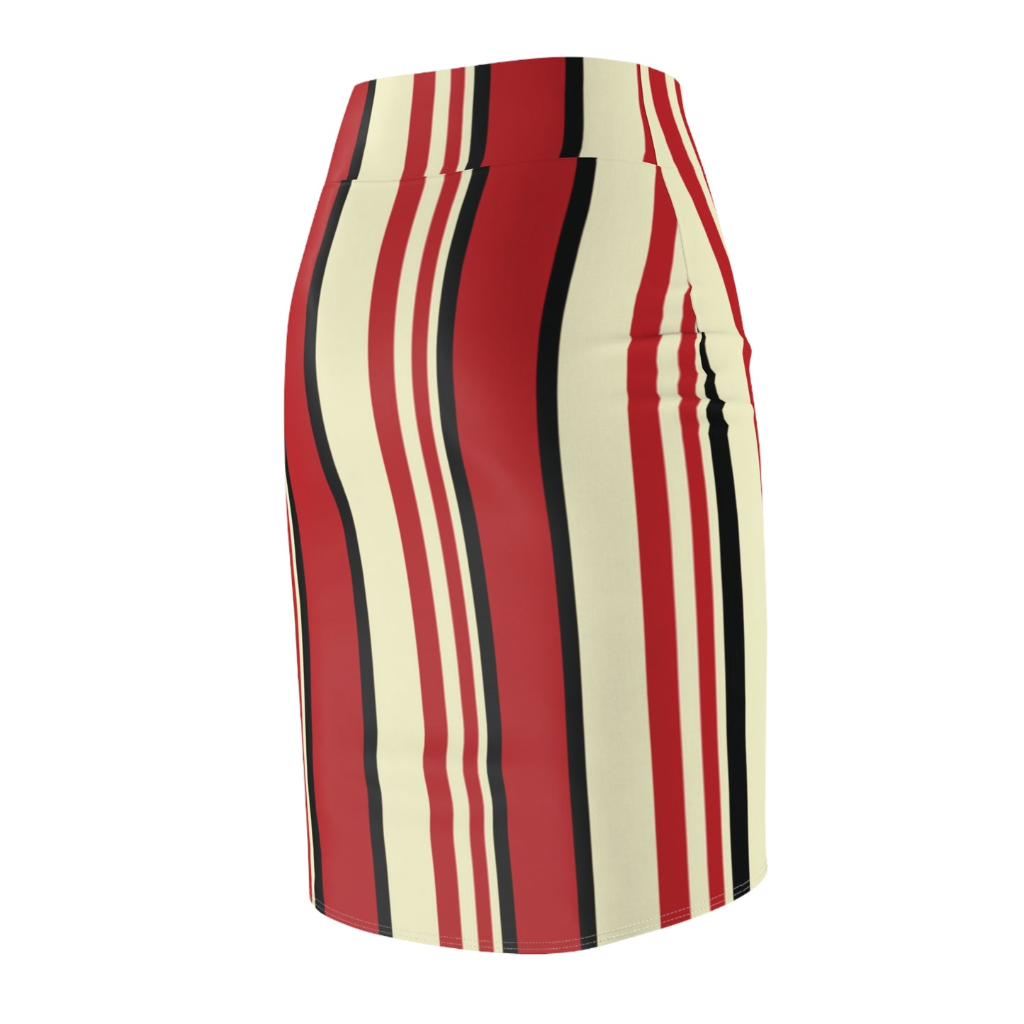Striped Pencil Skirt, Crimson & Cream, Women's Clothing, Office Wear, Work Attire, Casual Skirt