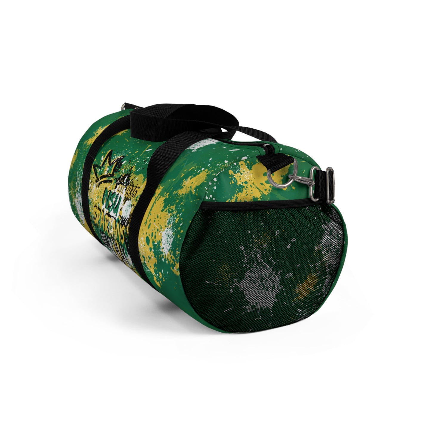 NSU Green Graffiti Duffel, Sprayed Art Cool Urban Travel Gym Overnight Bag, Hipster Street Style Accessories, Unique Custom Hand Painted