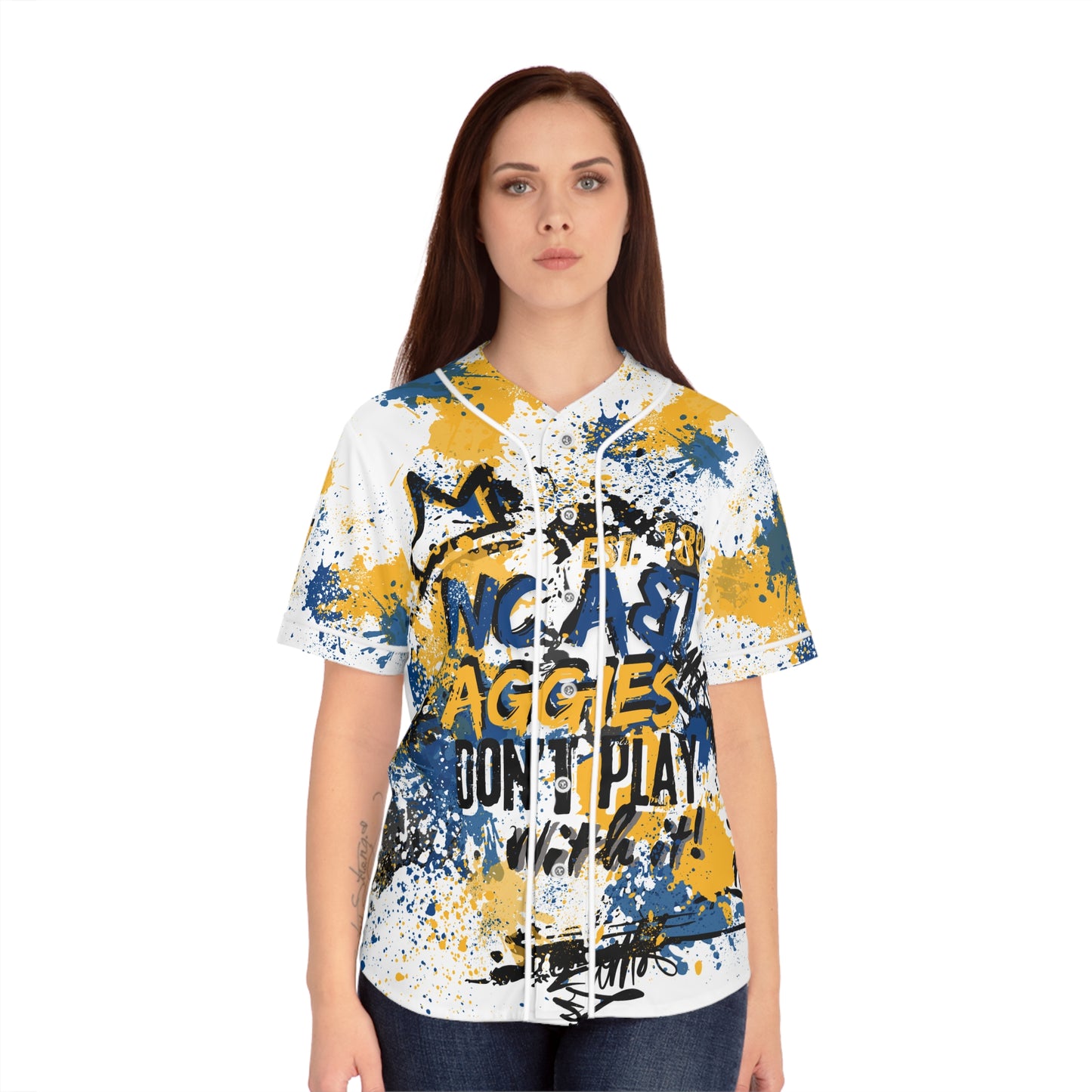 Aggies Graffiti Womens Baseball Jersey, Street Art Shirt, Urban Style Top, Spray Paint Tee, Hip Hop Clothing