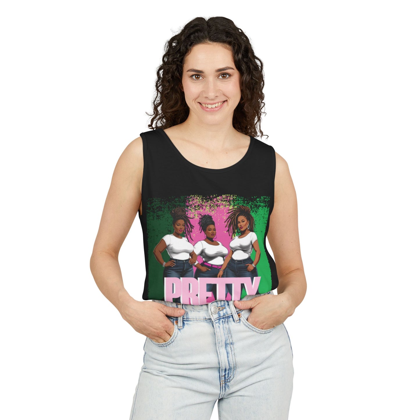 Pretty locd Unisex Garment-Dyed Tank Top, Casual Summer Wear, Perfect for Festivals, Gifts for Friends, Confidence, Everyday Outfit