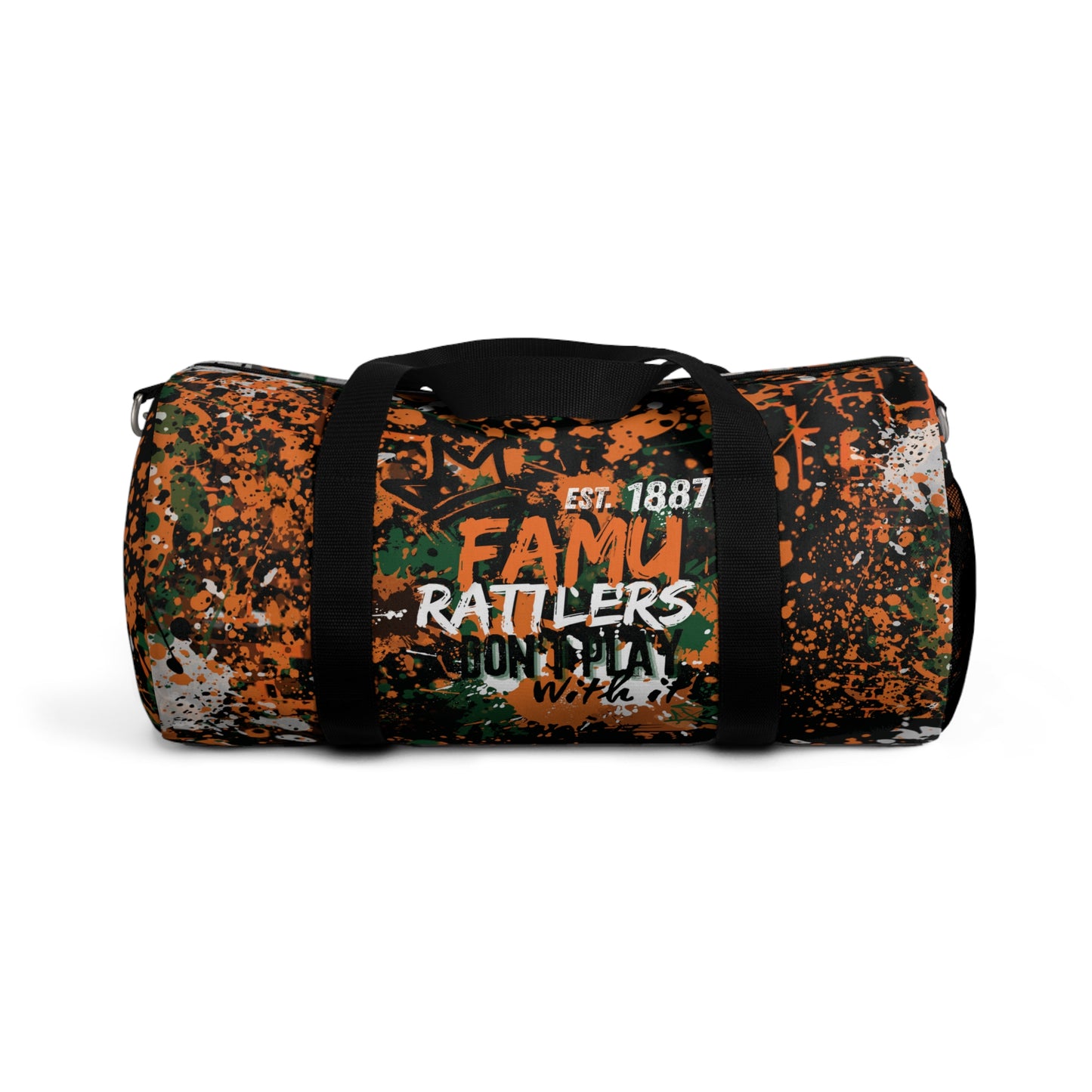 Graffiti Duffel Bag blk, FAMU Sprayed Art, Cool Urban Travel Gym Overnight Bag, Hipster Street Style Accessories, Unique Custom Hand Painted