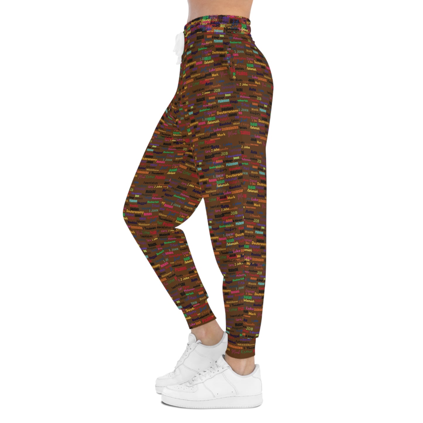 Colorful Patterned Brown Athletic Joggers, Trendy Activewear, Comfortable Lounge Pants, Sporty Casual Wear, Unique Jogging Pants