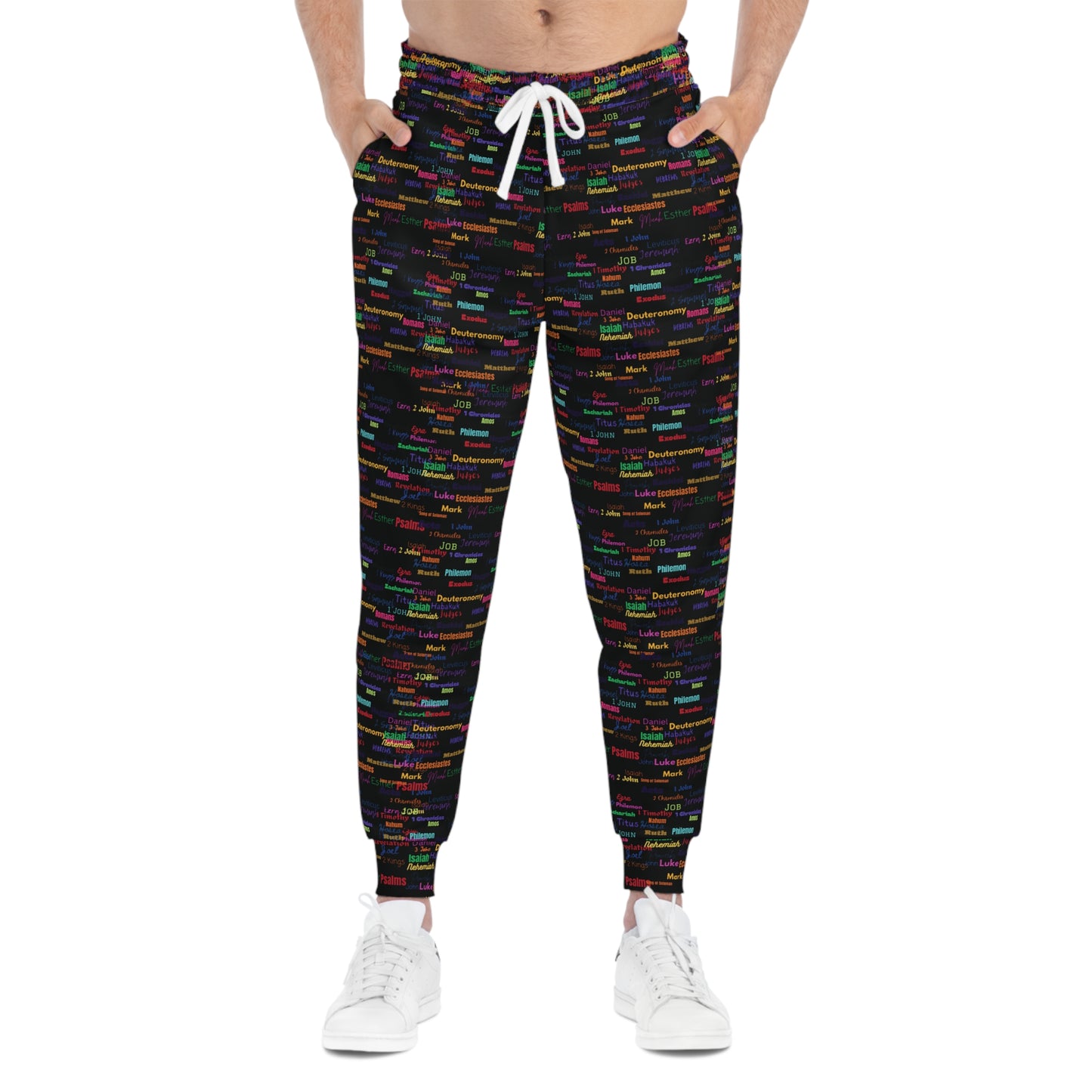 Colorful Patterned Black Athletic Joggers, Trendy Activewear, Comfortable Lounge Pants, Sporty Casual Wear, Unique Jogging Pants