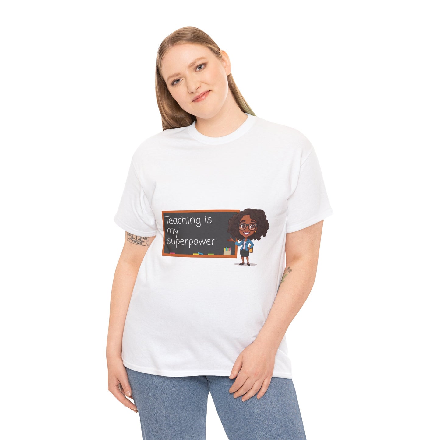 Teaching is My Superpower Tee, Cute Teacher Shirt, Gift for Educators, Back to School, Classroom Apparel, Unisex Cotton T-Shirt