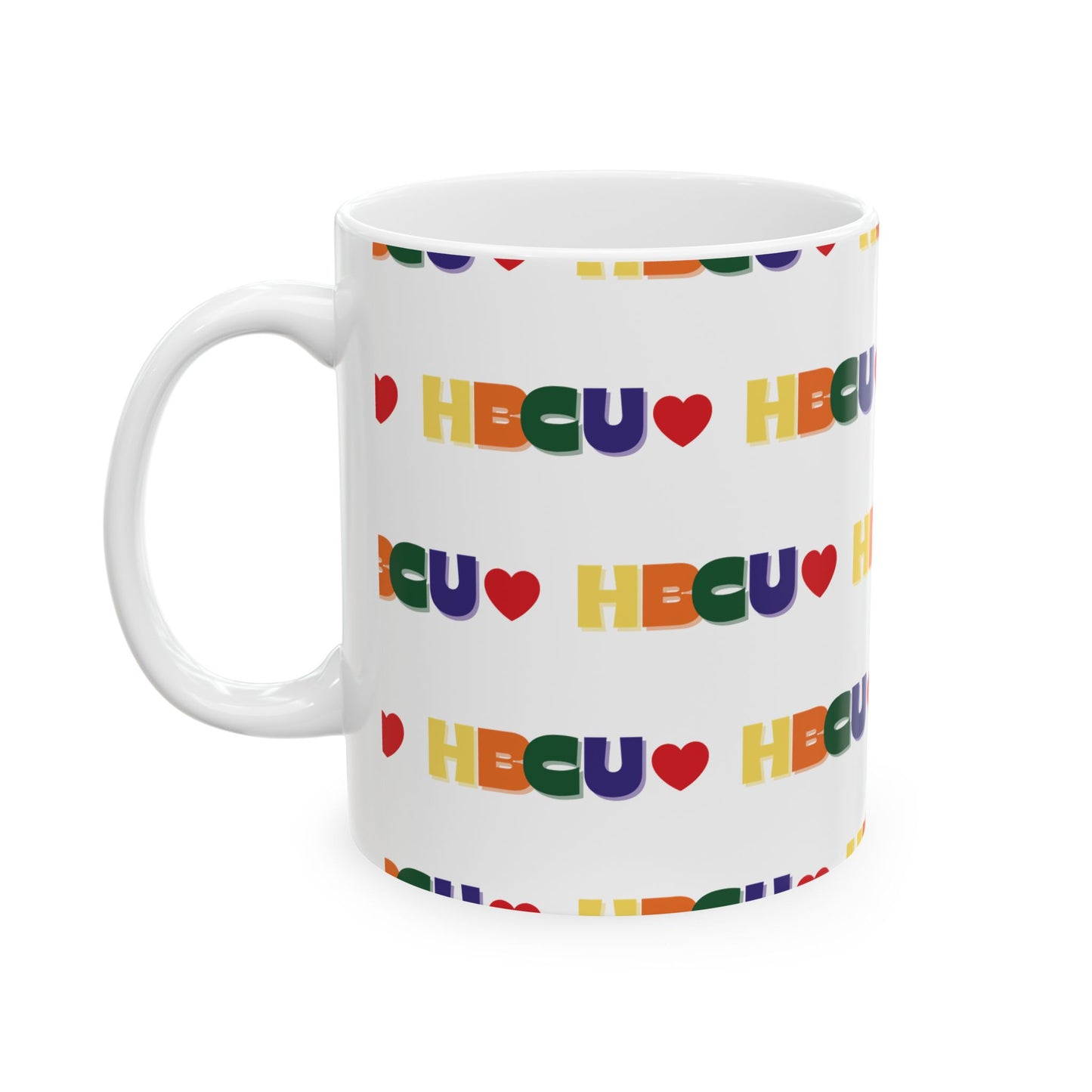 HBCU Love Ceramic Mug, Colorful Graduation Gift, Coffee Cup for Students, Educational Pride Mug, Diverse Community Mug