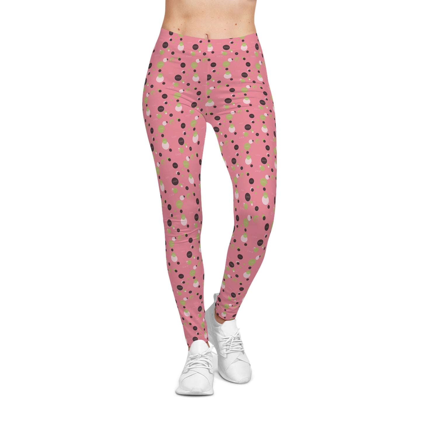 Soror Polka Dot Leggings, Women's Leggings, Casual Pants, Pink and Green Leggings, Bold Patterned Tights
