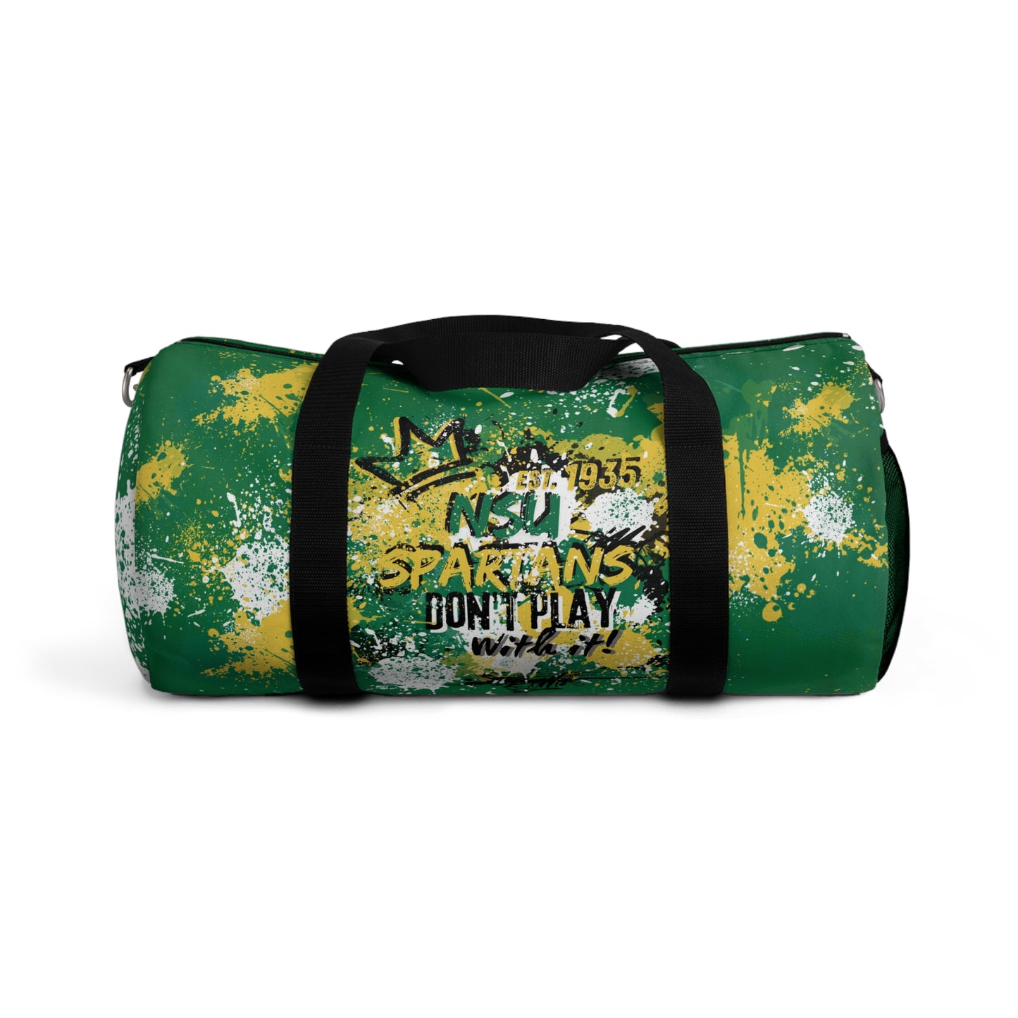 NSU Green Graffiti Duffel, Sprayed Art Cool Urban Travel Gym Overnight Bag, Hipster Street Style Accessories, Unique Custom Hand Painted