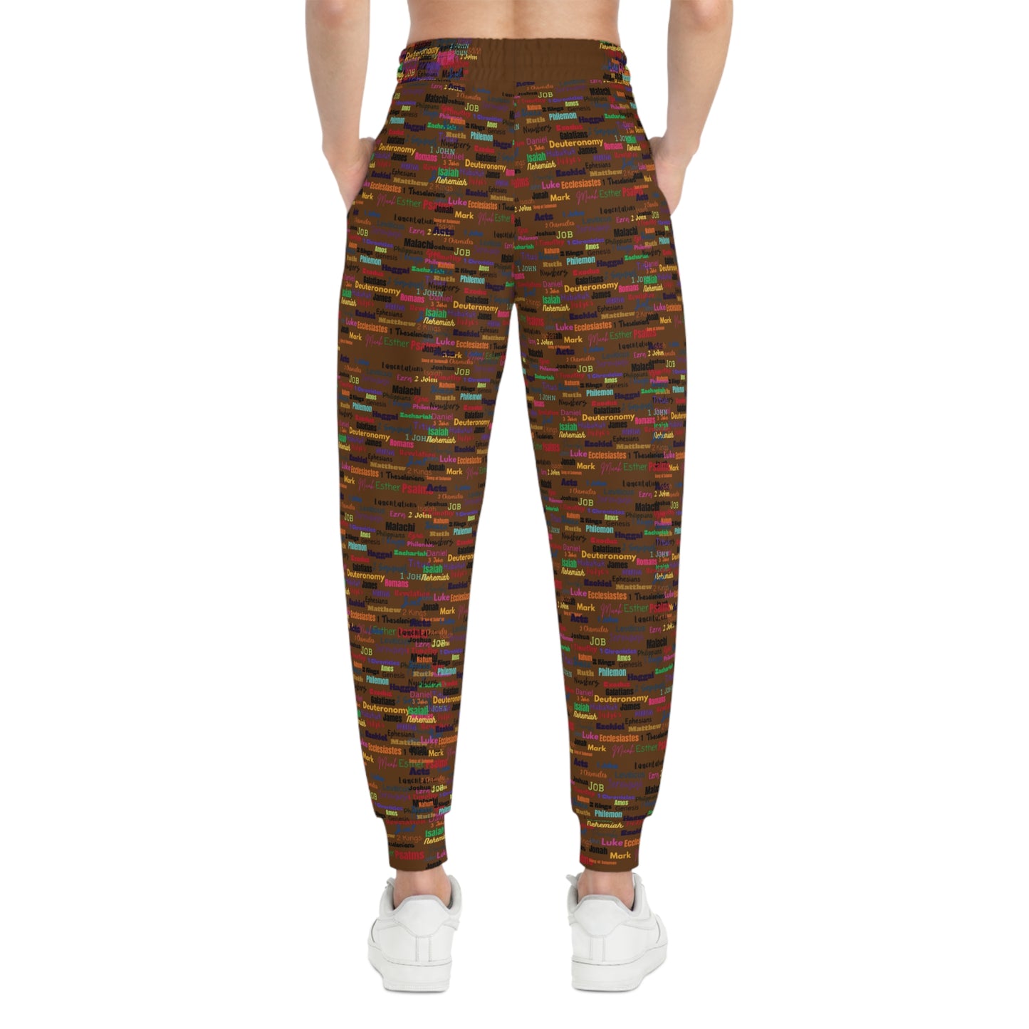 Colorful Patterned Brown Athletic Joggers, Trendy Activewear, Comfortable Lounge Pants, Sporty Casual Wear, Unique Jogging Pants