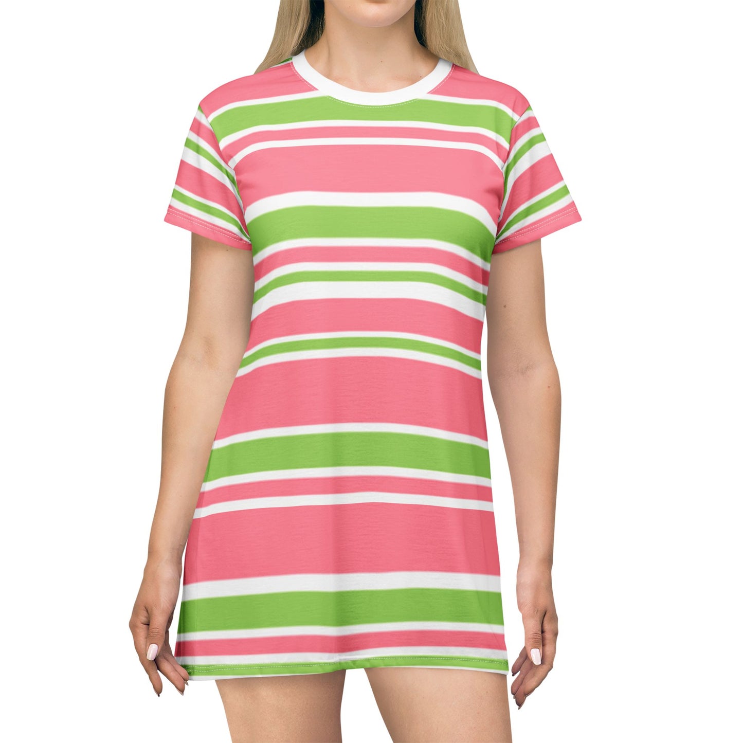 Stylish Blank Striped T-Shirt Dress for Casual Outings | Perfect for Summer, Sports Events, Parties, Gifts