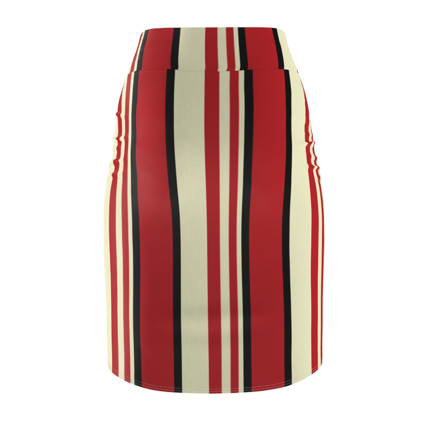 Striped Pencil Skirt, Crimson & Cream, Women's Clothing, Office Wear, Work Attire, Casual Skirt