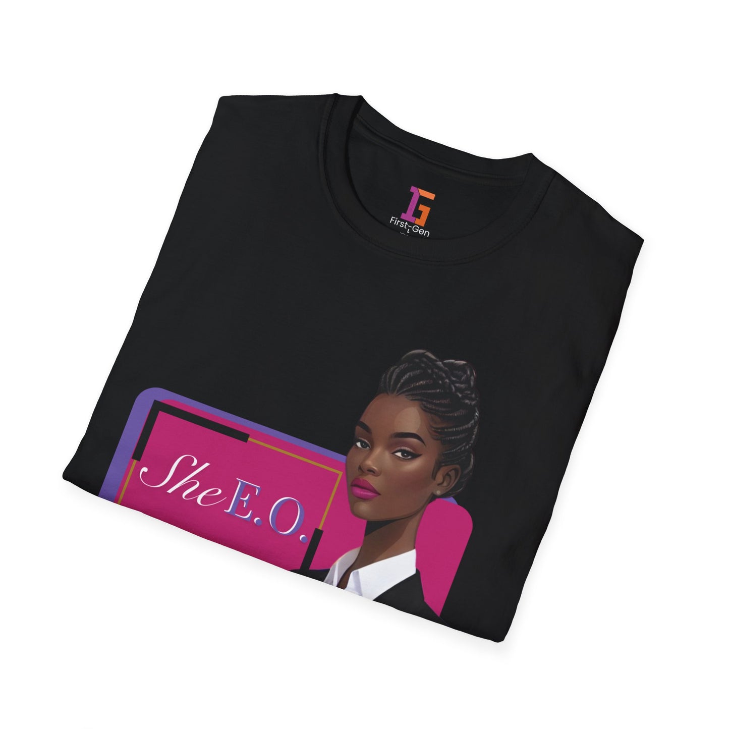 She E.O. Motivational T-Shirt, Empowerment Tee, Unisex Softstyle Shirt, Gifts for Her, Inspirational Wear, Business Casual Style