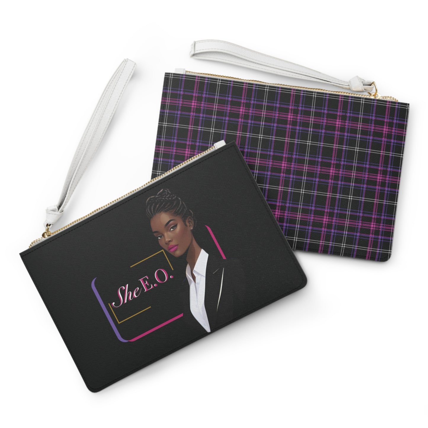 She E O Plaid Clutch Bag, Women's Fashion, Evening Purse, Small Handbag, Statement Accessory, Gift for Her