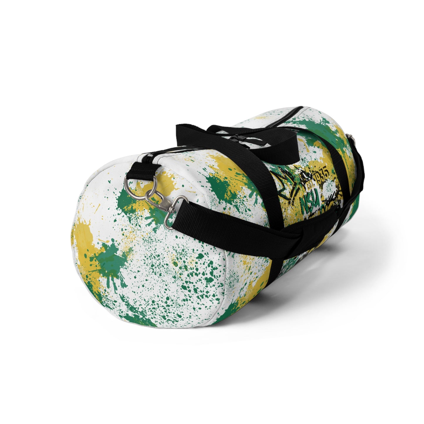 NSU White Graffiti Duffel, Sprayed Art Cool Urban Travel Gym Overnight Bag, Hipster Street Style Accessories, Unique Custom Hand Painted