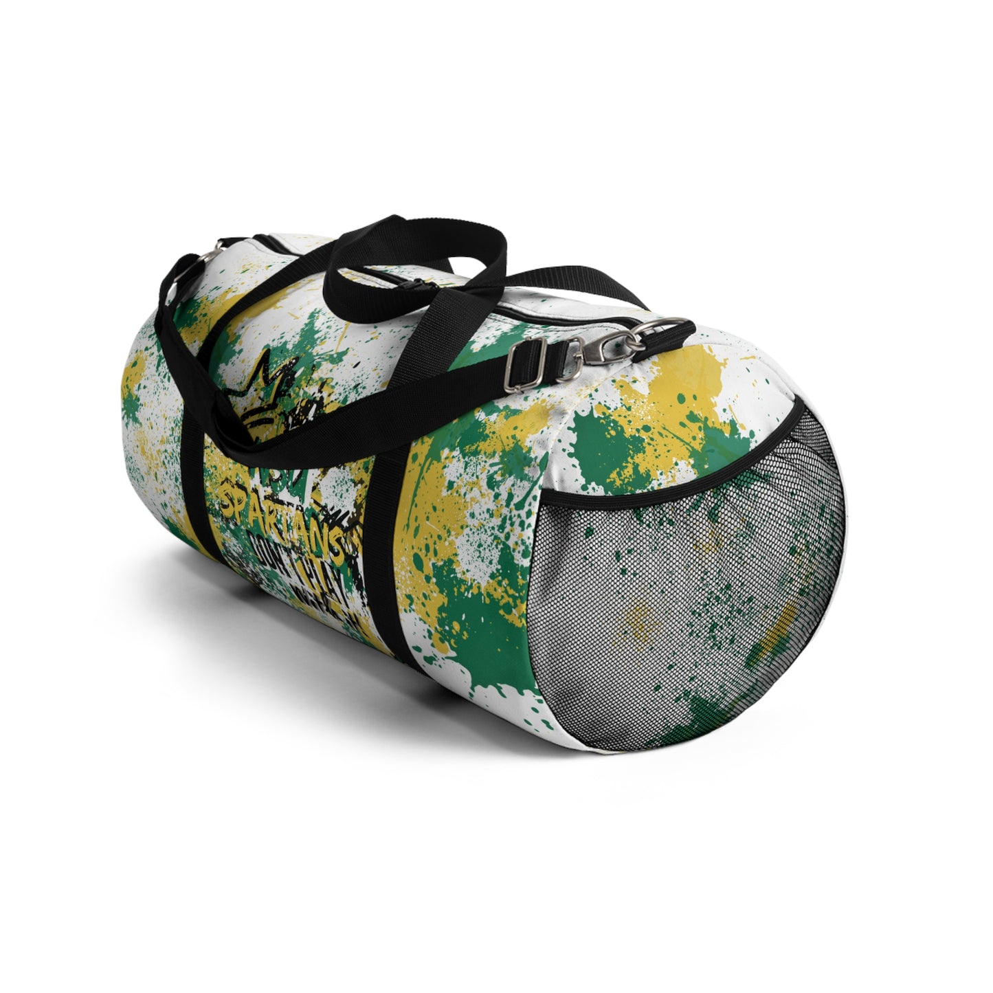 NSU White Graffiti Duffel, Sprayed Art Cool Urban Travel Gym Overnight Bag, Hipster Street Style Accessories, Unique Custom Hand Painted