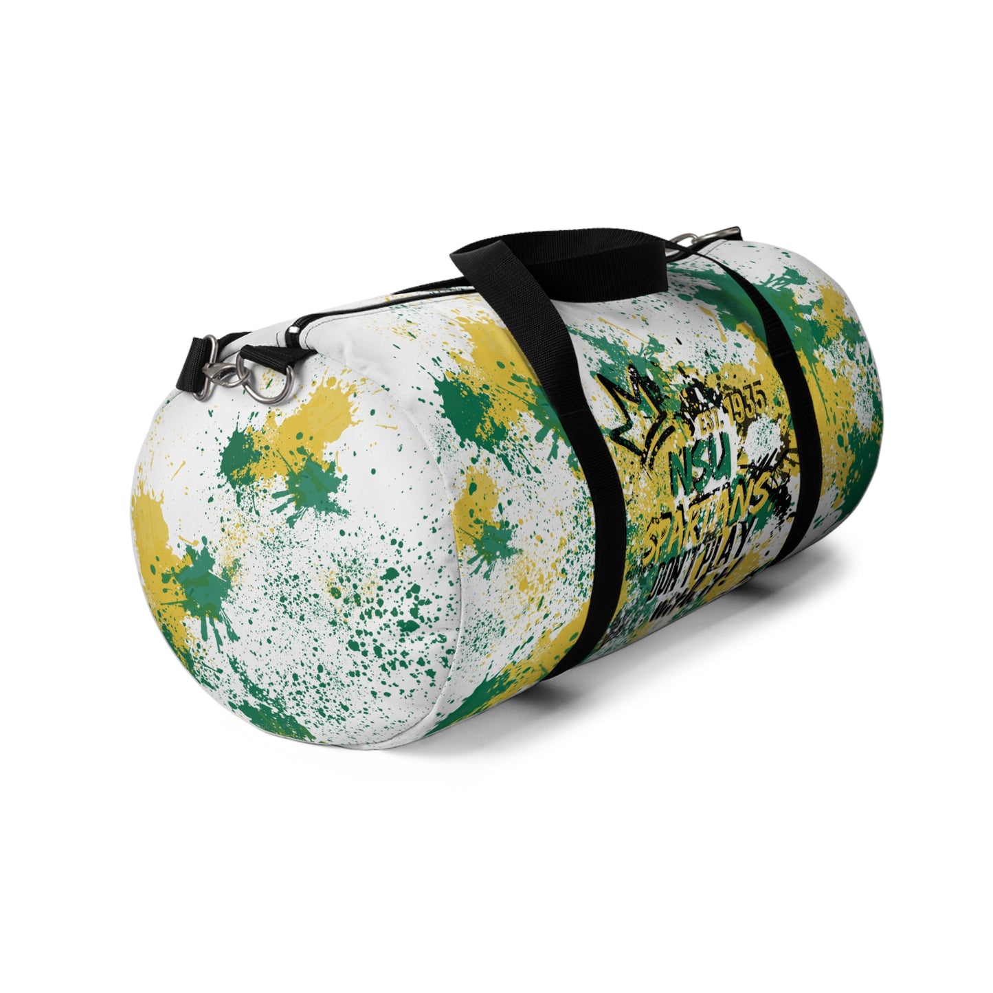 NSU White Graffiti Duffel, Sprayed Art Cool Urban Travel Gym Overnight Bag, Hipster Street Style Accessories, Unique Custom Hand Painted
