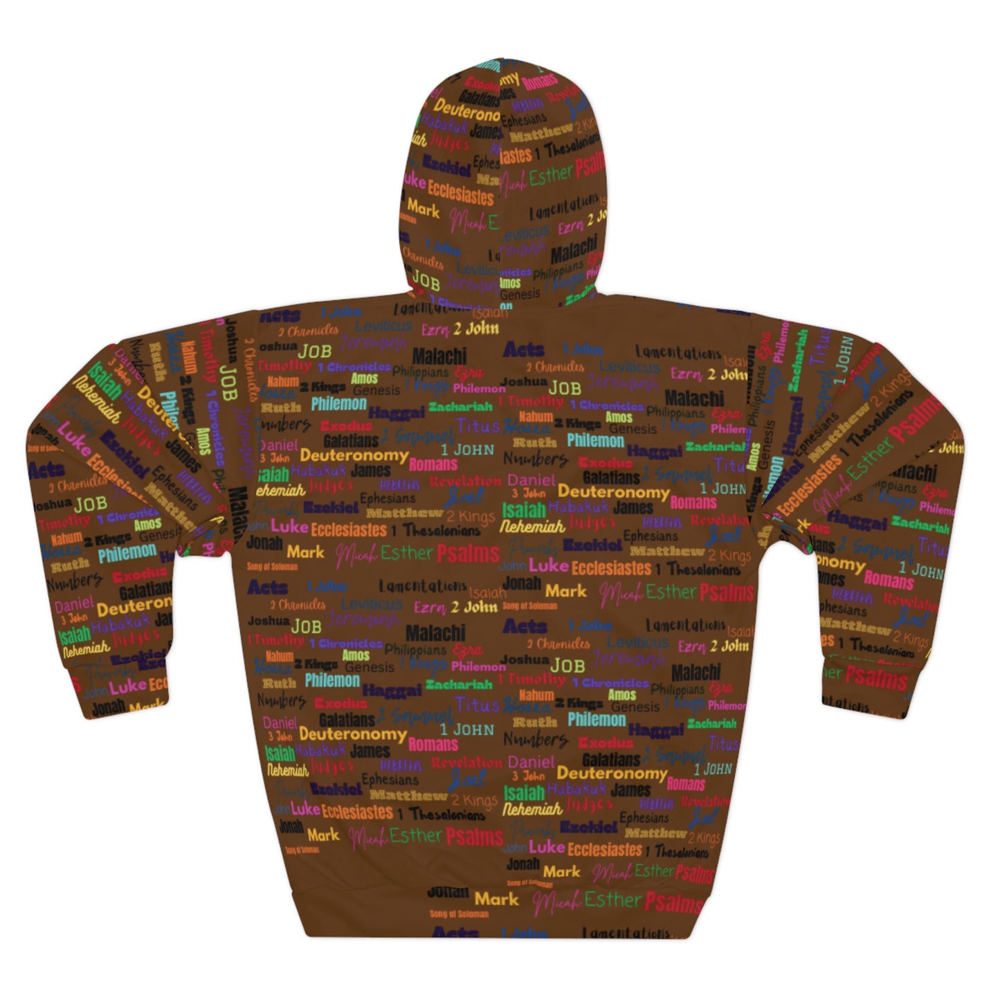Colorful Scripture Word Cloud Unisex Pullover Hoodie, Cozy Sweatshirt, Religious Gift, Bible Study Apparel, AOP Hoodie