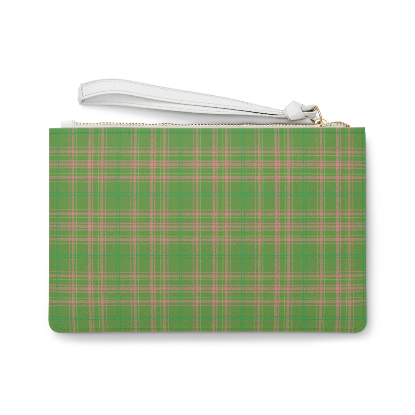 Preppy Plaid Clutch Bag, Pink Green Tartan Purse, Stylish Handbag, Trendy Clutch, Fashion Accessory