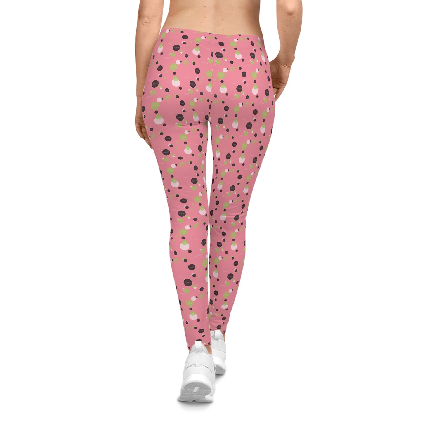 Soror Polka Dot Leggings, Women's Leggings, Casual Pants, Pink and Green Leggings, Bold Patterned Tights