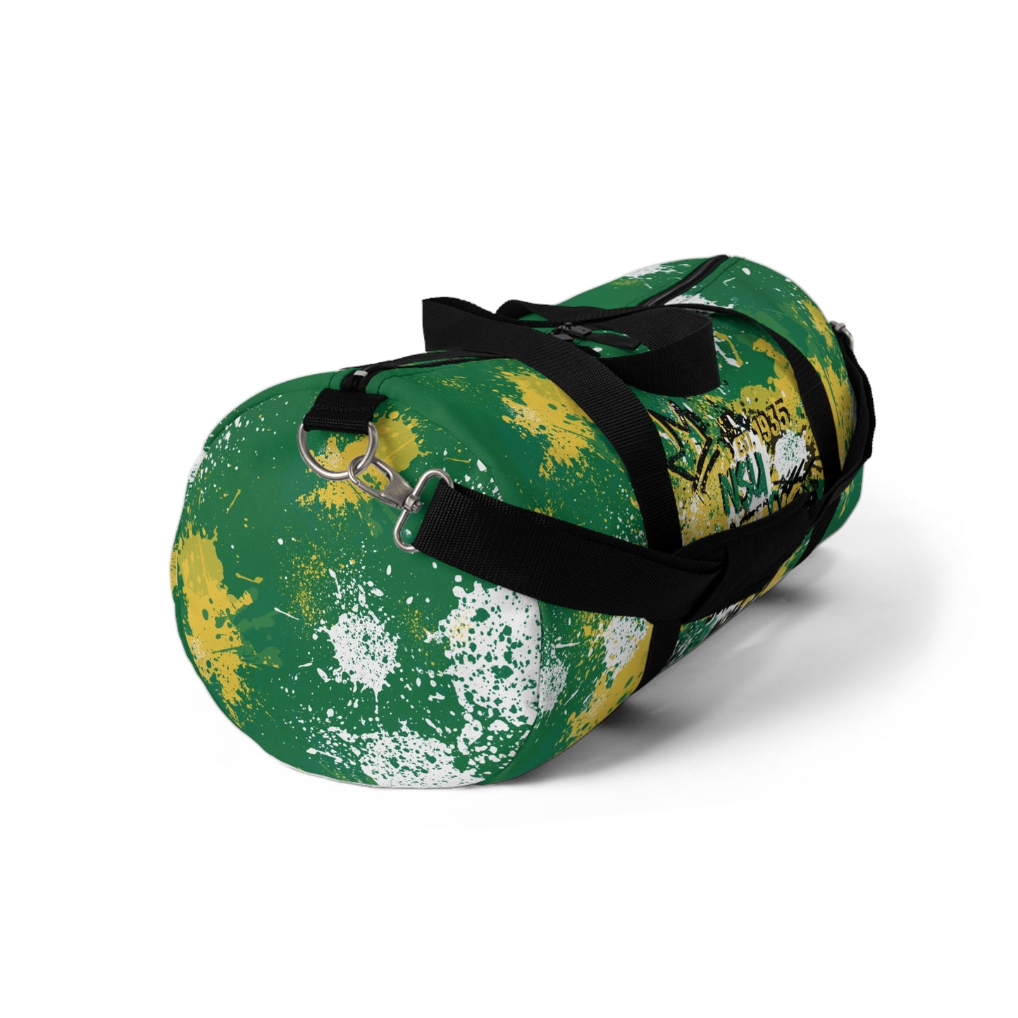 NSU Green Graffiti Duffel, Sprayed Art Cool Urban Travel Gym Overnight Bag, Hipster Street Style Accessories, Unique Custom Hand Painted