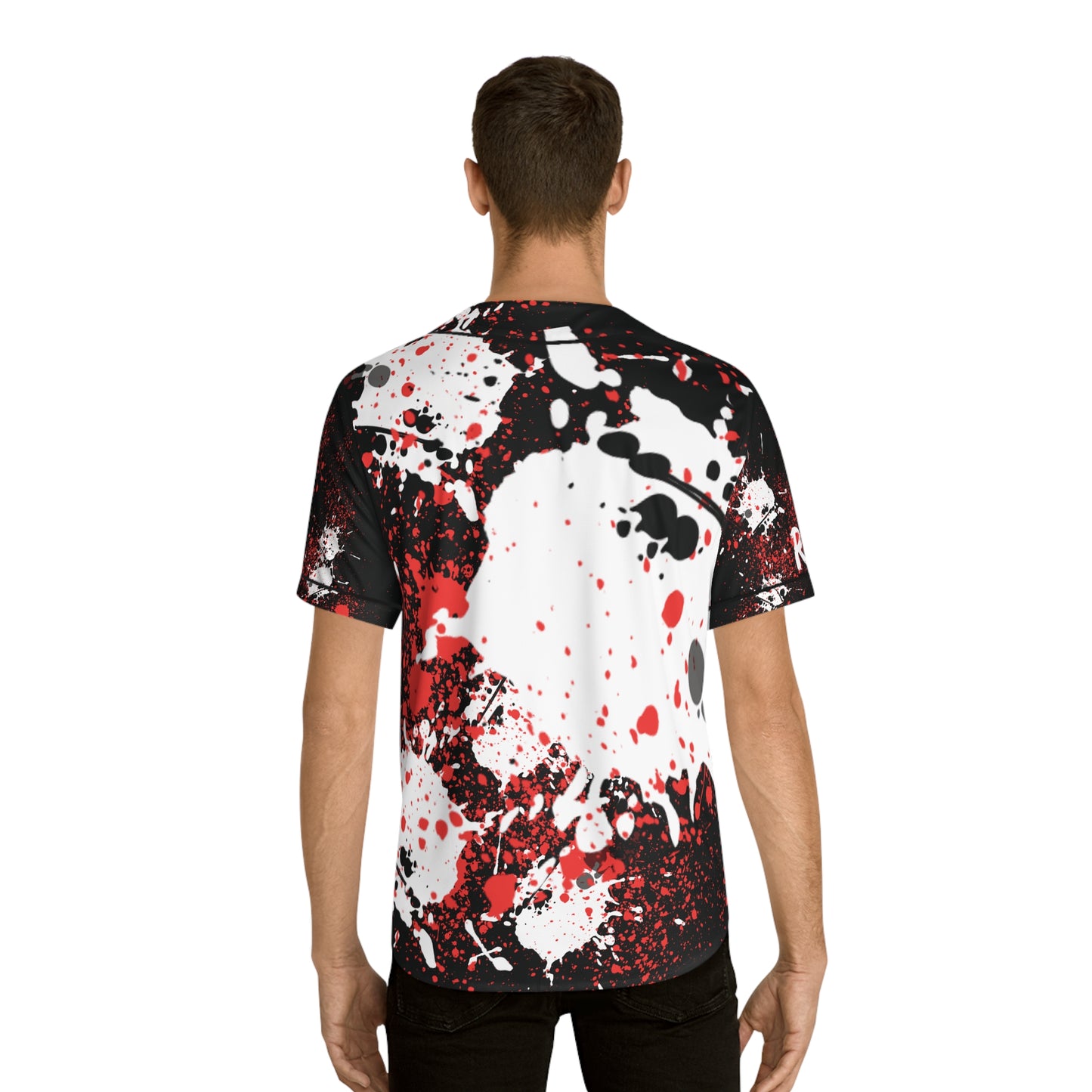 Bold Graphic Men's Baseball Jersey Blk, Sporty Apparel, Casual Wear, Unique Gift for Baseball Fans, Streetwear Style