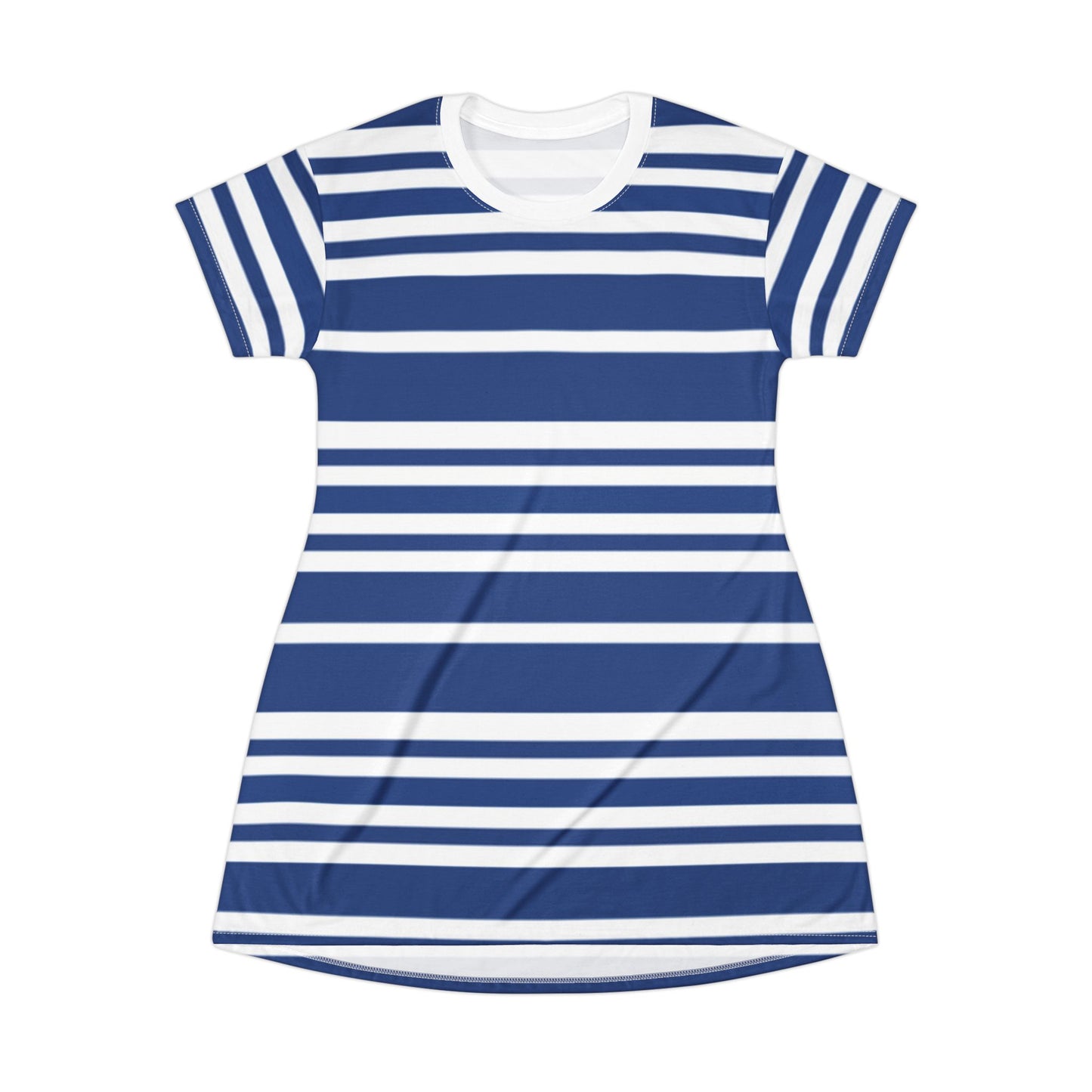 Blue & White Stylish Striped T-Shirt Dress for Casual Outings | Perfect for Summer, Sports Events, Parties, Gifts