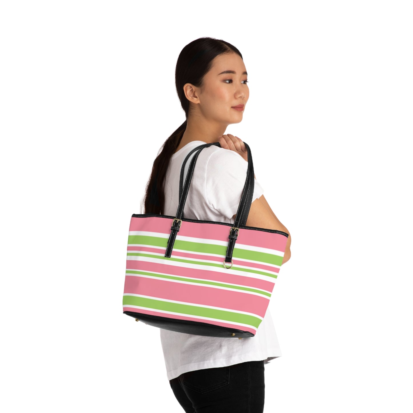 Chic Striped PU Leather Shoulder Bag, Trendy Handbag for Women, Everyday Tote, Fashion Accessory, Perfect for Shopping, Casual Outings