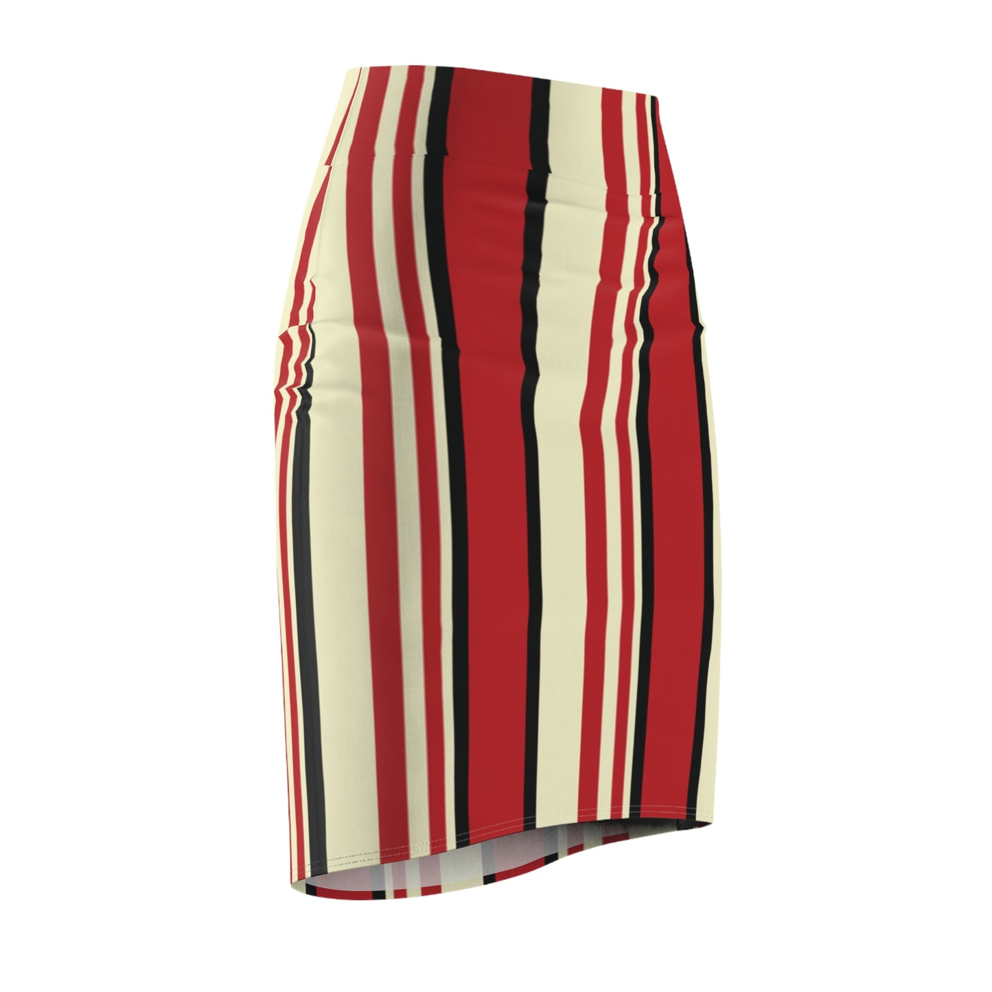Striped Pencil Skirt, Crimson & Cream, Women's Clothing, Office Wear, Work Attire, Casual Skirt
