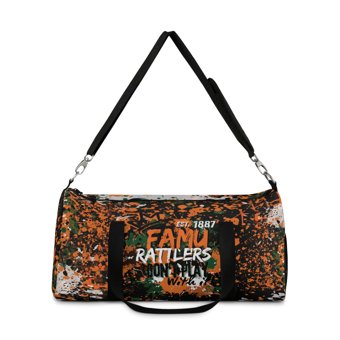 Graffiti Duffel Bag blk, FAMU Sprayed Art, Cool Urban Travel Gym Overnight Bag, Hipster Street Style Accessories, Unique Custom Hand Painted