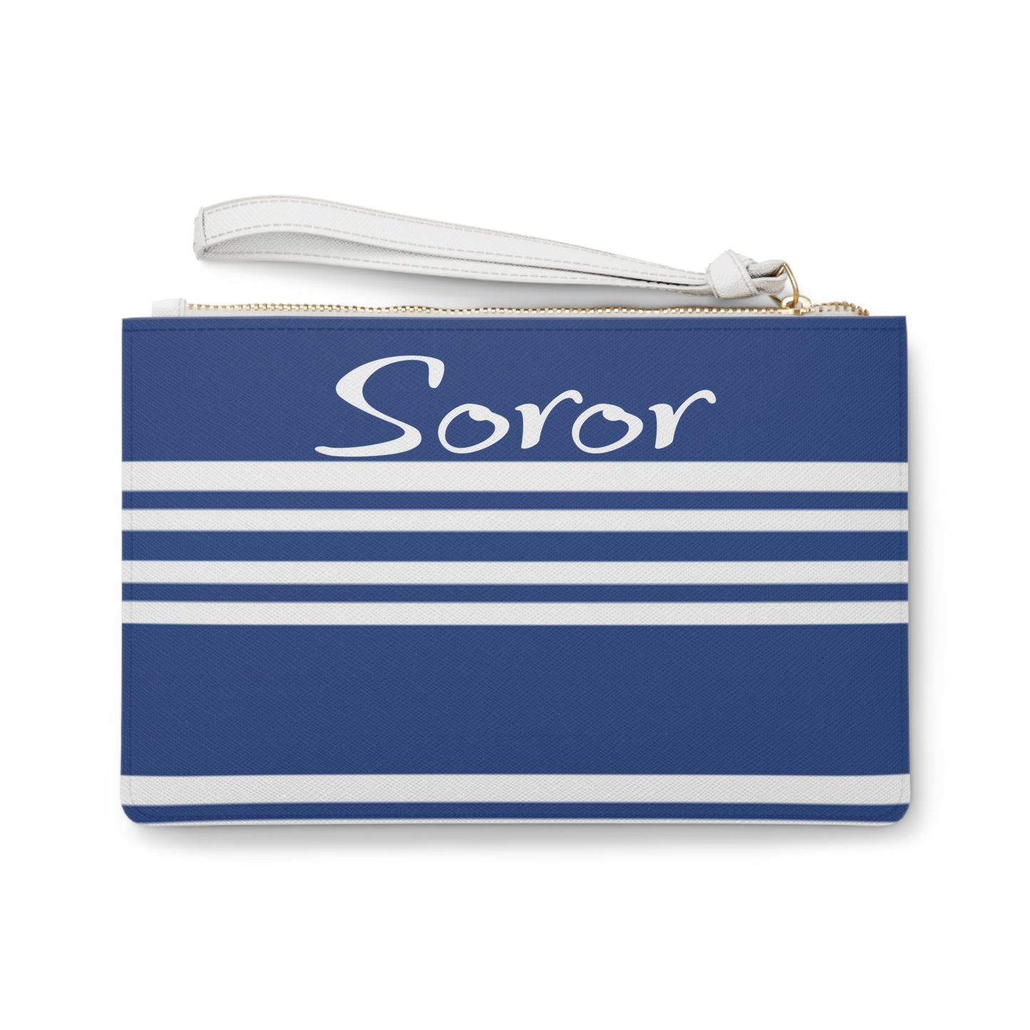 Soror Blue Saffiano Clutch: Sorority Gift, Vegan Leather Wristlet