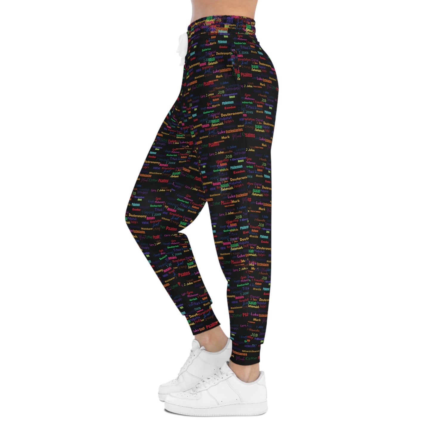 Colorful Patterned Black Athletic Joggers, Trendy Activewear, Comfortable Lounge Pants, Sporty Casual Wear, Unique Jogging Pants