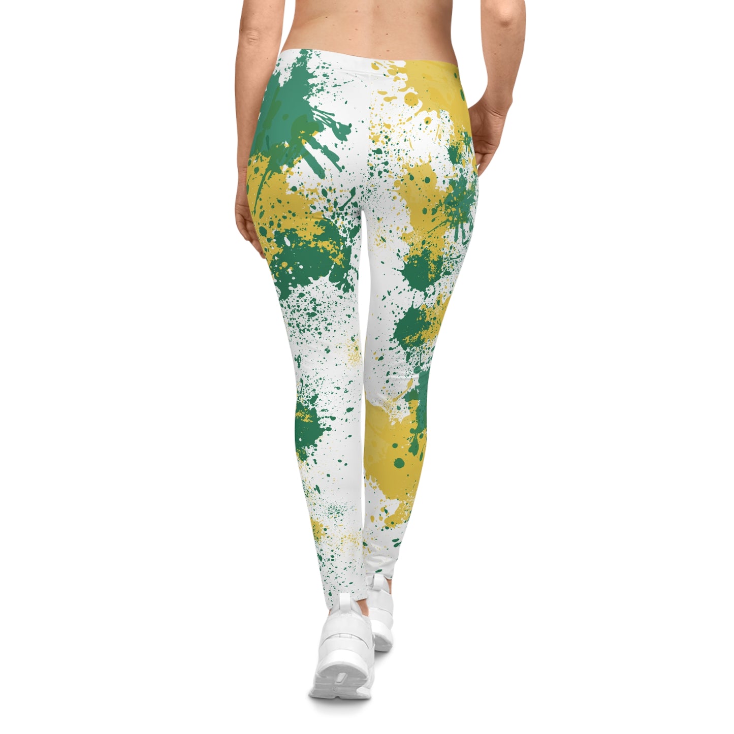 NSU Spray Paint Leggings: Green Gold Athleisure Yoga Tights