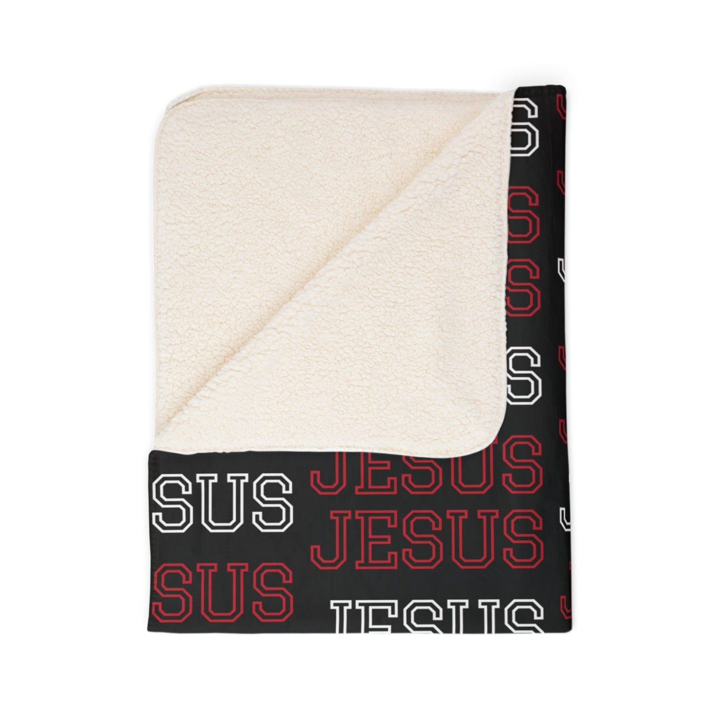 Christian Apparel Sherpa Blanket – Jesus Pattern Cozy Christian Throw | FirstGen Designs