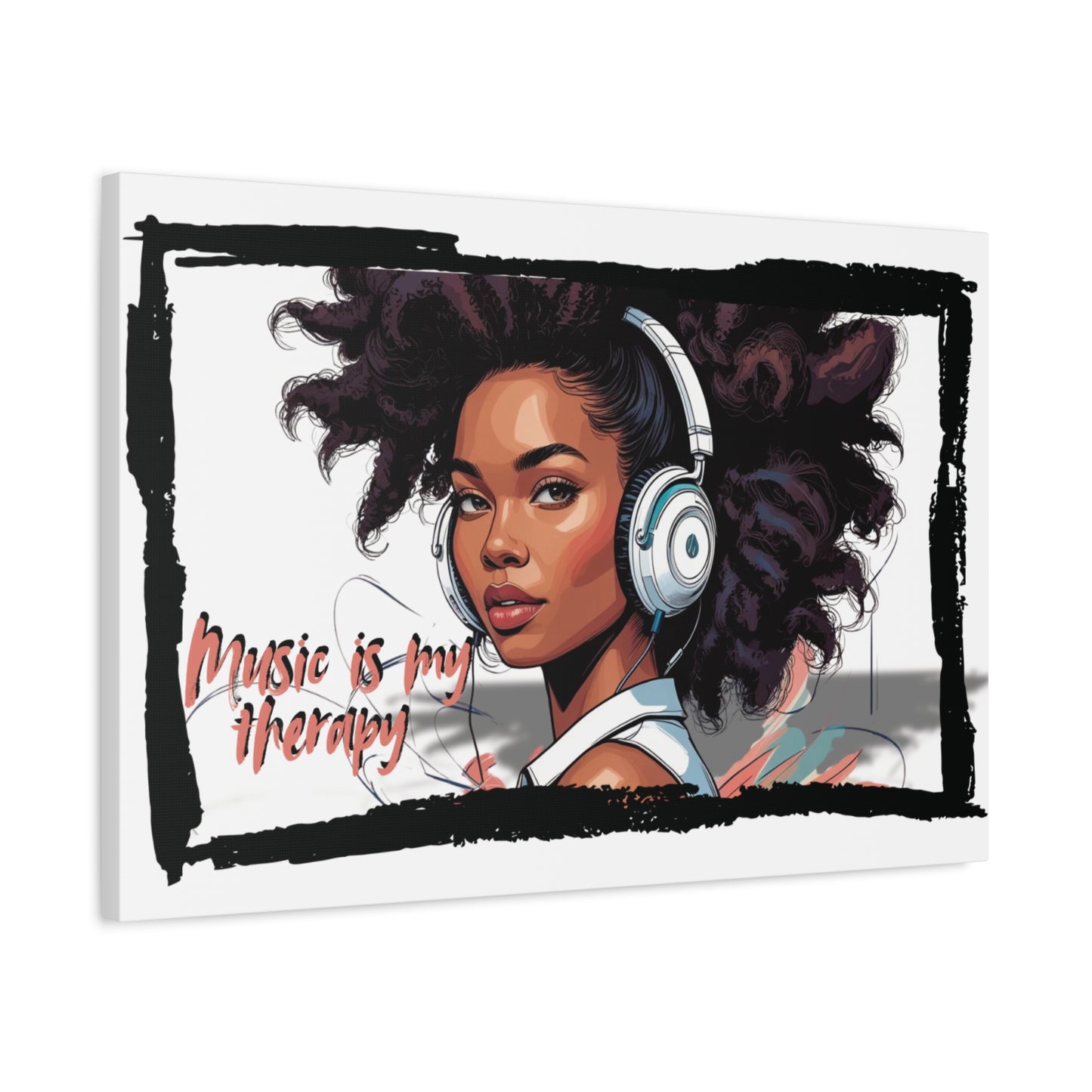 Canvas Wall Art, Headphones Music is my therapy, Home Decor, Gift for Music Lovers, Bedroom Decor, Office Decor, Inspirational Art, Modern