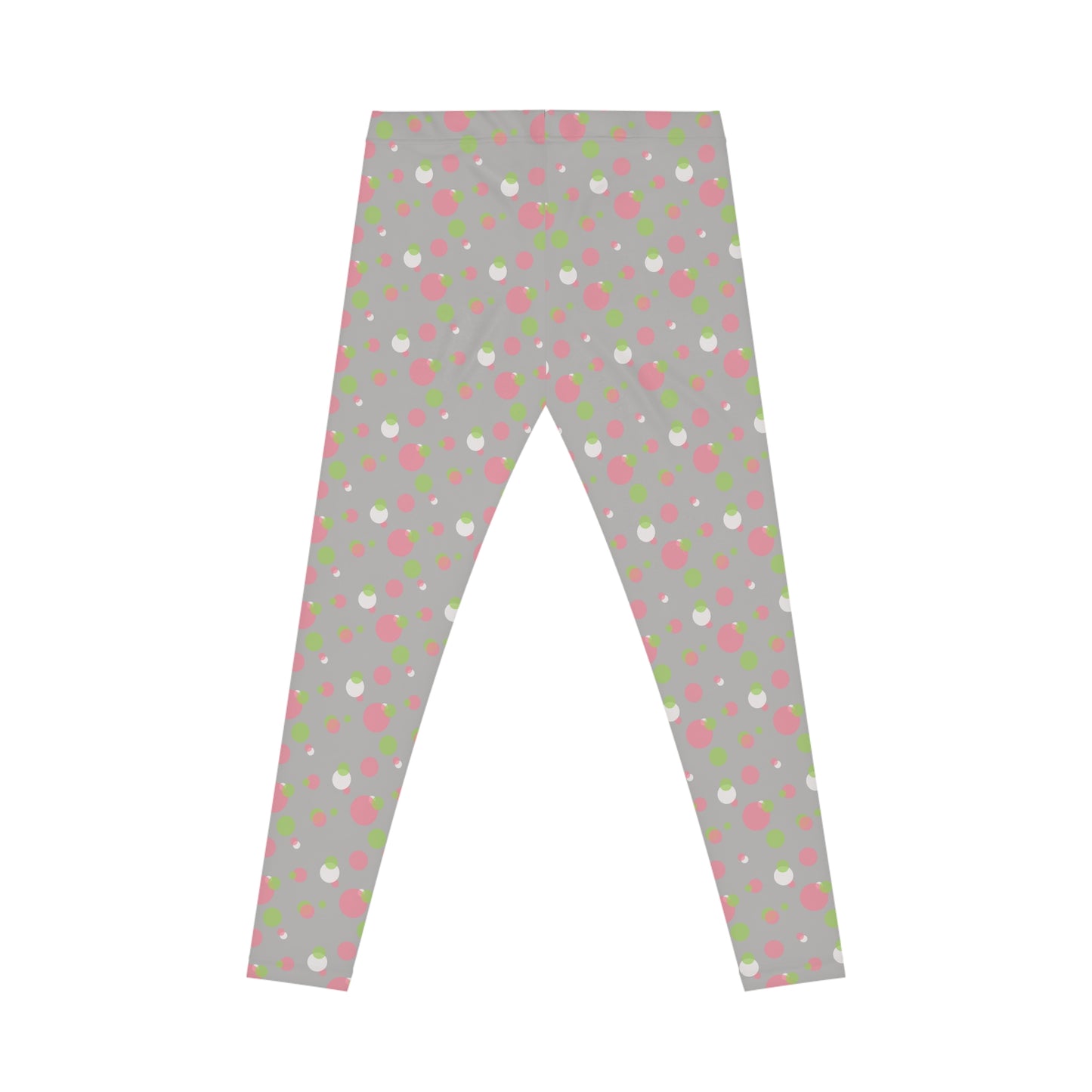 Grey Background Polka Dot Leggings, Women's Leggings, Casual Pants, Pink and Green Leggings, Bold Patterned Tights