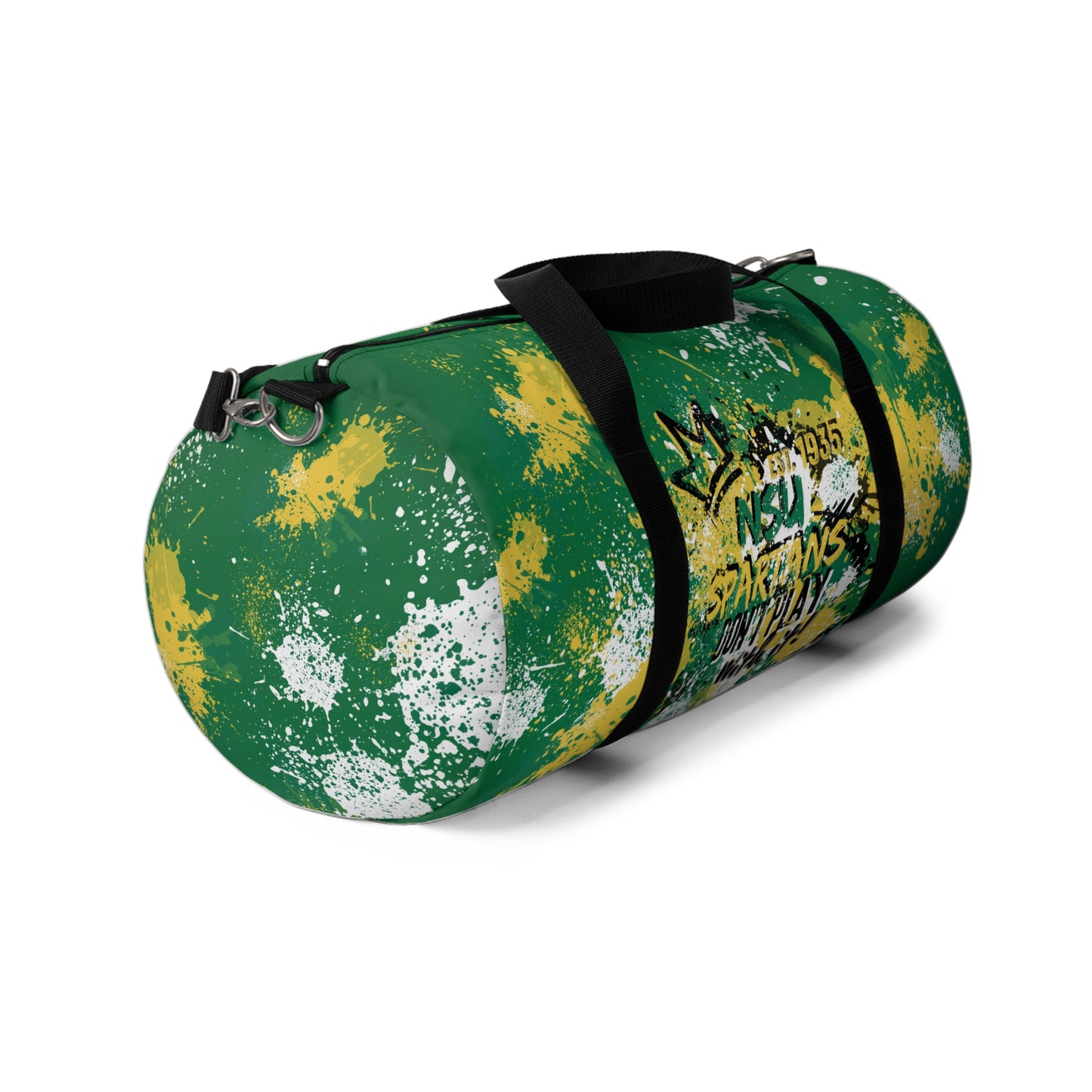 NSU Green Graffiti Duffel, Sprayed Art Cool Urban Travel Gym Overnight Bag, Hipster Street Style Accessories, Unique Custom Hand Painted