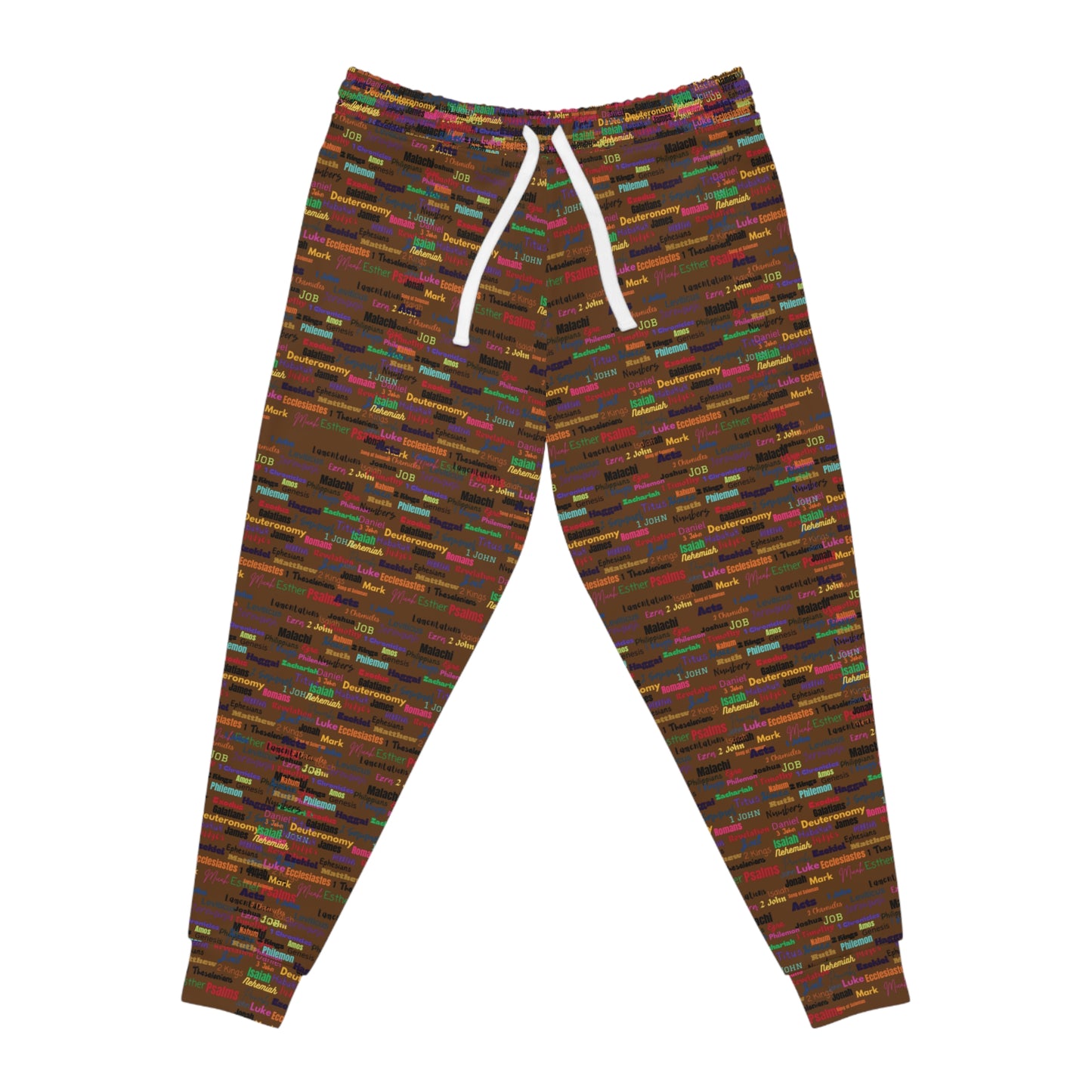 Colorful Patterned Brown Athletic Joggers, Trendy Activewear, Comfortable Lounge Pants, Sporty Casual Wear, Unique Jogging Pants