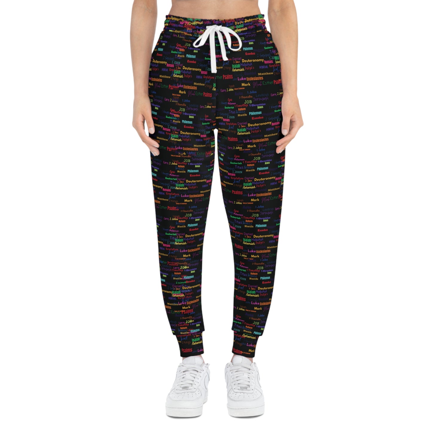 Colorful Patterned Black Athletic Joggers, Trendy Activewear, Comfortable Lounge Pants, Sporty Casual Wear, Unique Jogging Pants