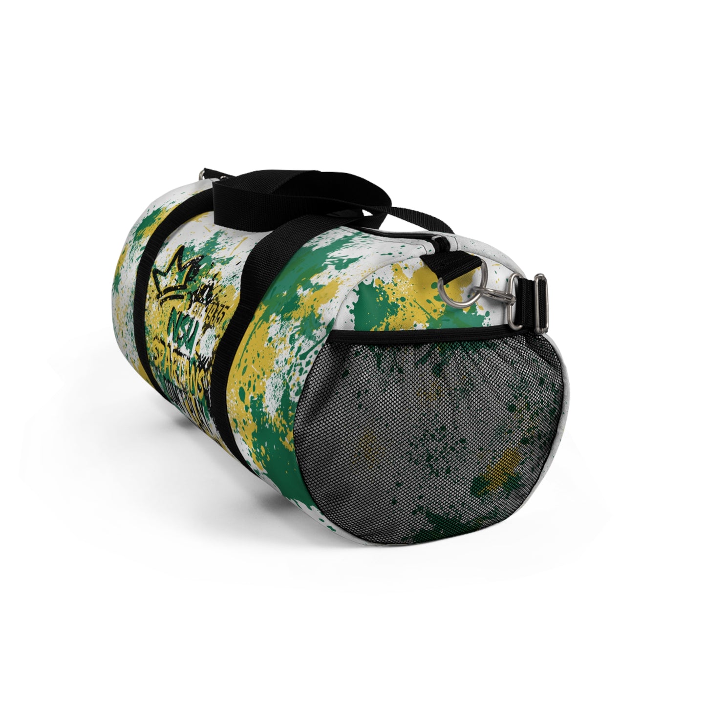 NSU White Graffiti Duffel, Sprayed Art Cool Urban Travel Gym Overnight Bag, Hipster Street Style Accessories, Unique Custom Hand Painted
