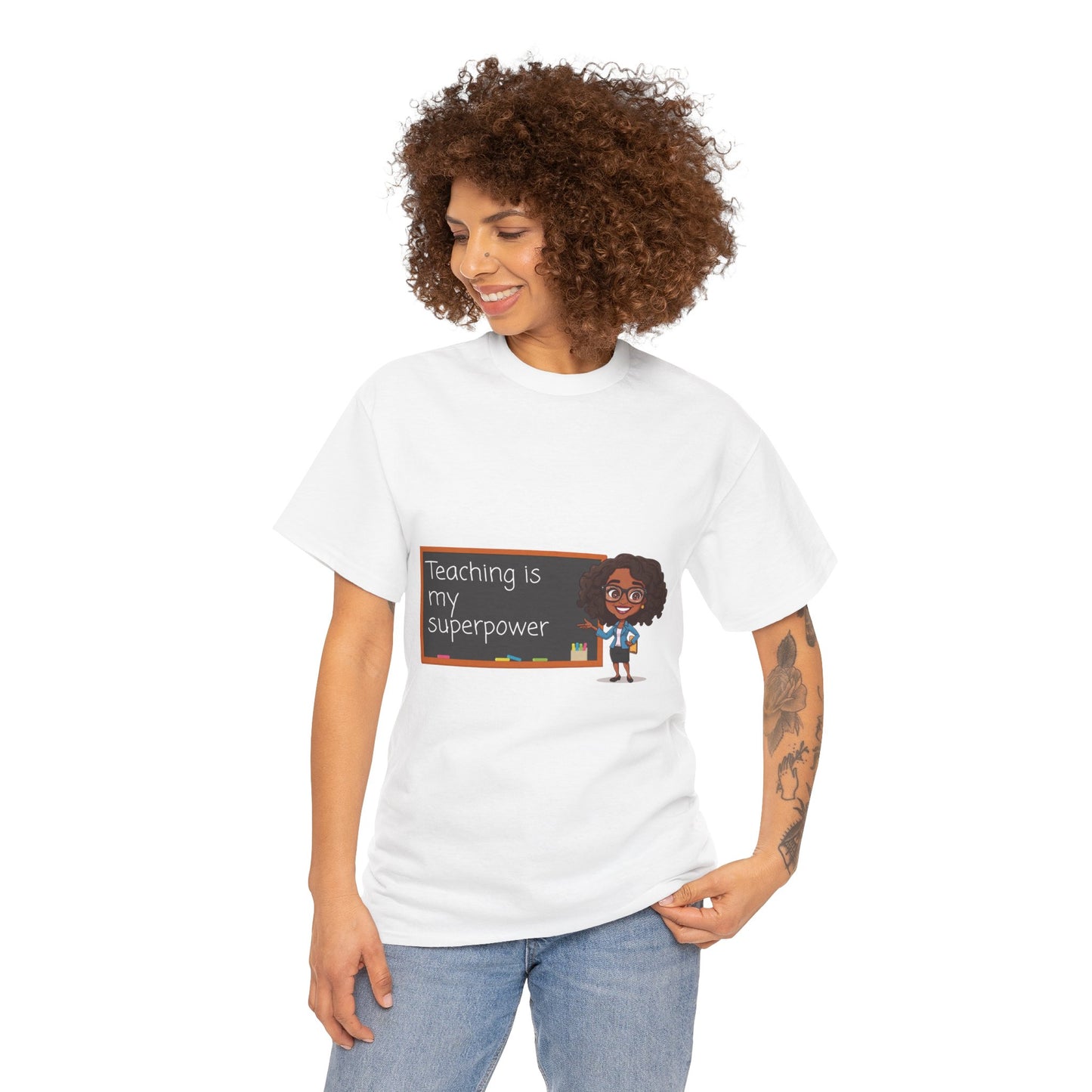 Teaching is My Superpower Tee, Cute Teacher Shirt, Gift for Educators, Back to School, Classroom Apparel, Unisex Cotton T-Shirt