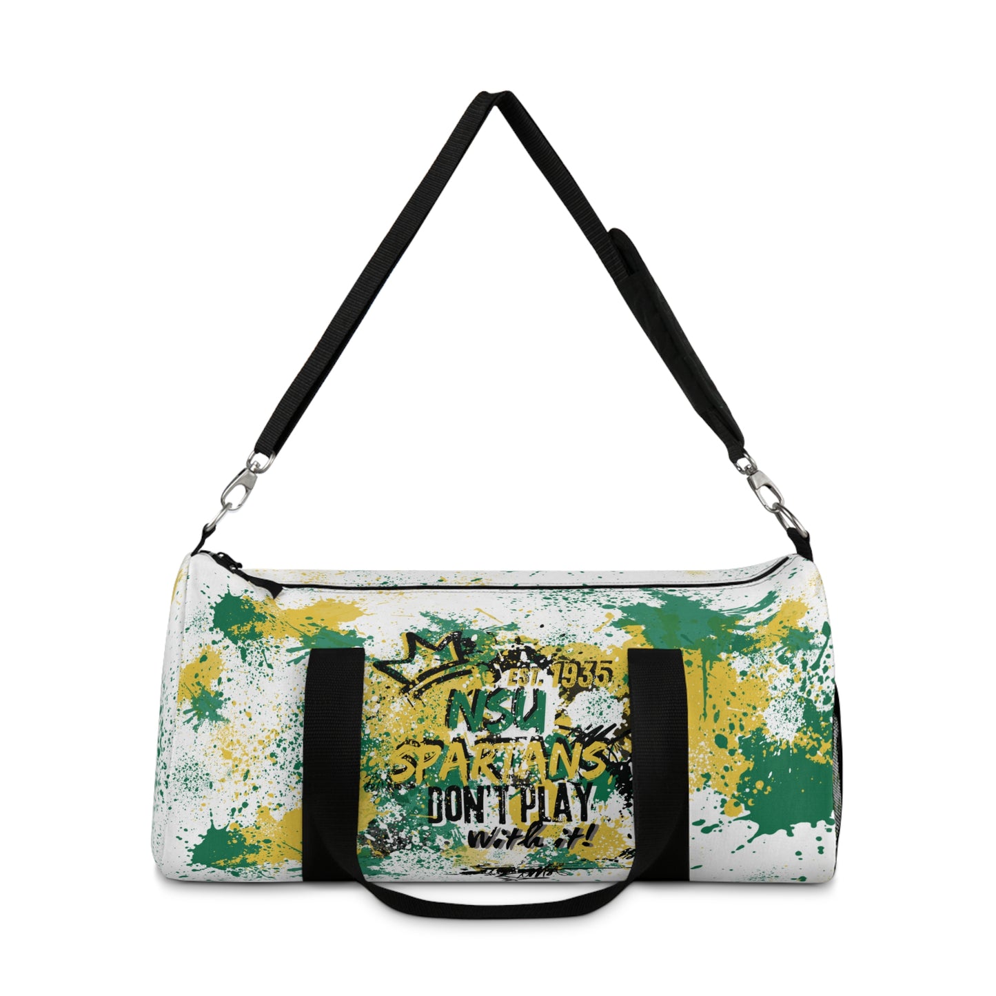 NSU White Graffiti Duffel, Sprayed Art Cool Urban Travel Gym Overnight Bag, Hipster Street Style Accessories, Unique Custom Hand Painted