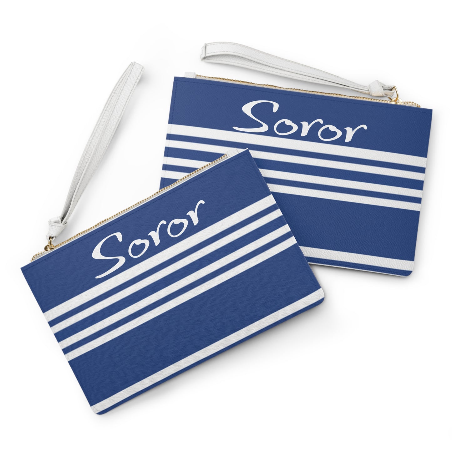Soror Blue Saffiano Clutch: Sorority Gift, Vegan Leather Wristlet