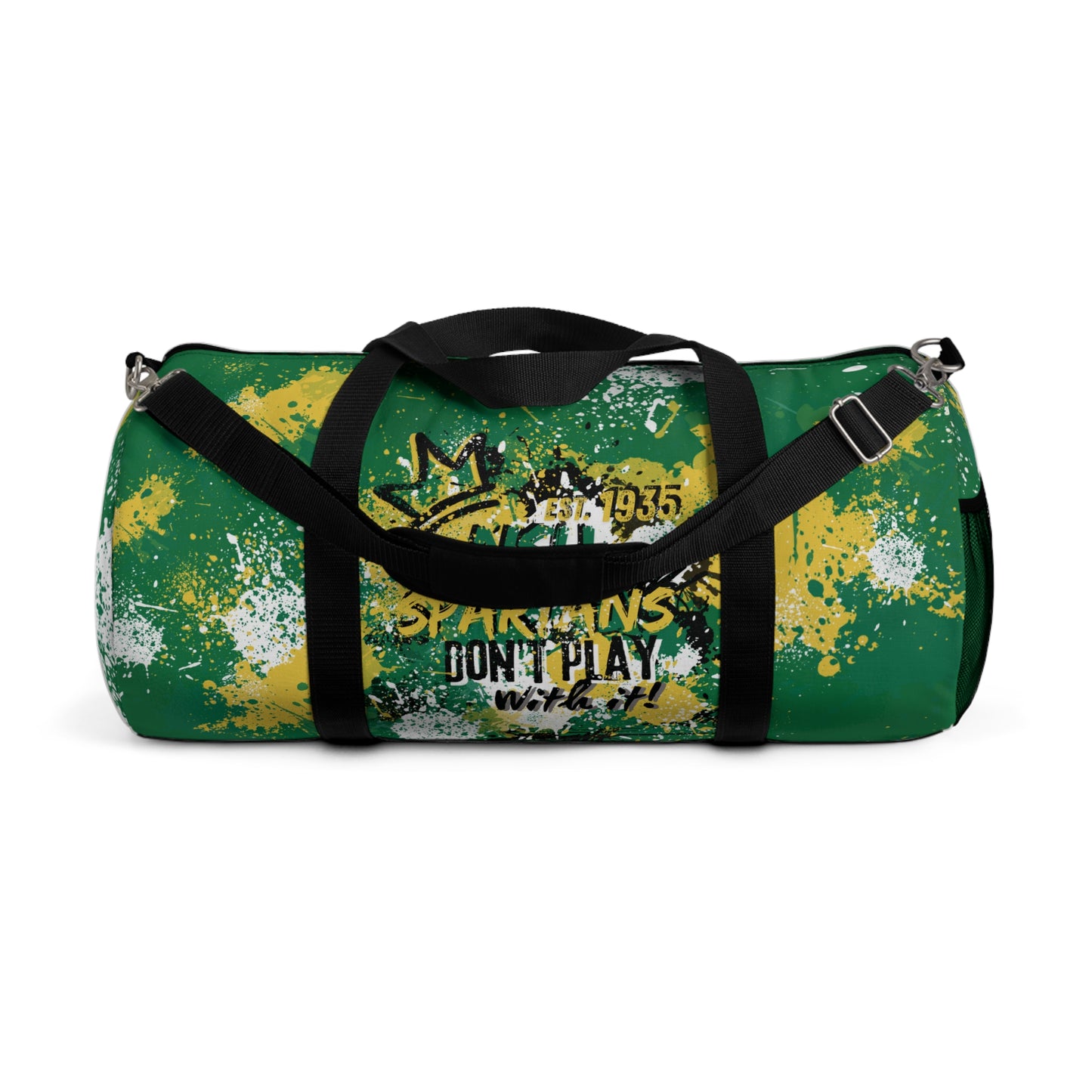 NSU Green Graffiti Duffel, Sprayed Art Cool Urban Travel Gym Overnight Bag, Hipster Street Style Accessories, Unique Custom Hand Painted