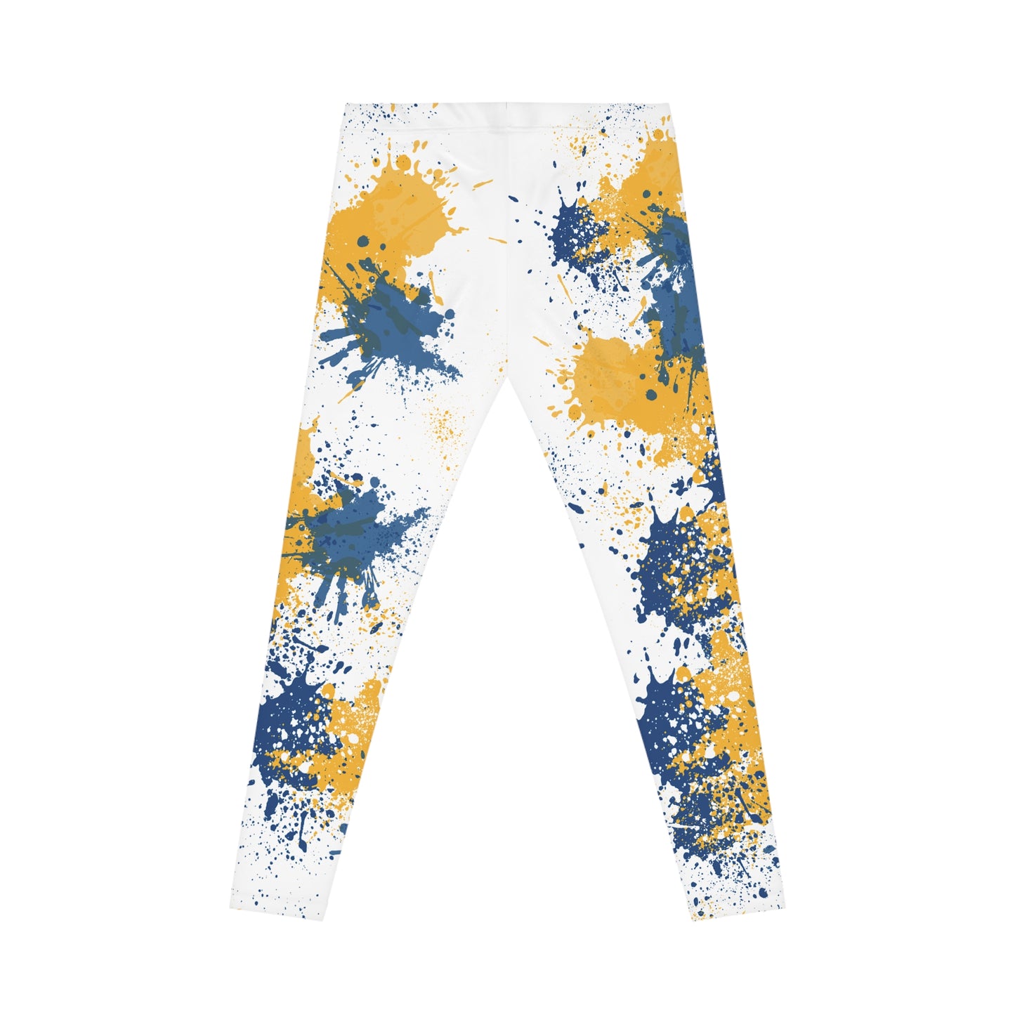 Spray Paint Leggings, Trendy Stretch Pants for Women, Blue Gold Workout Yoga Tights, Fashionable Athleisure Wear, Abstract Print Leggings,
