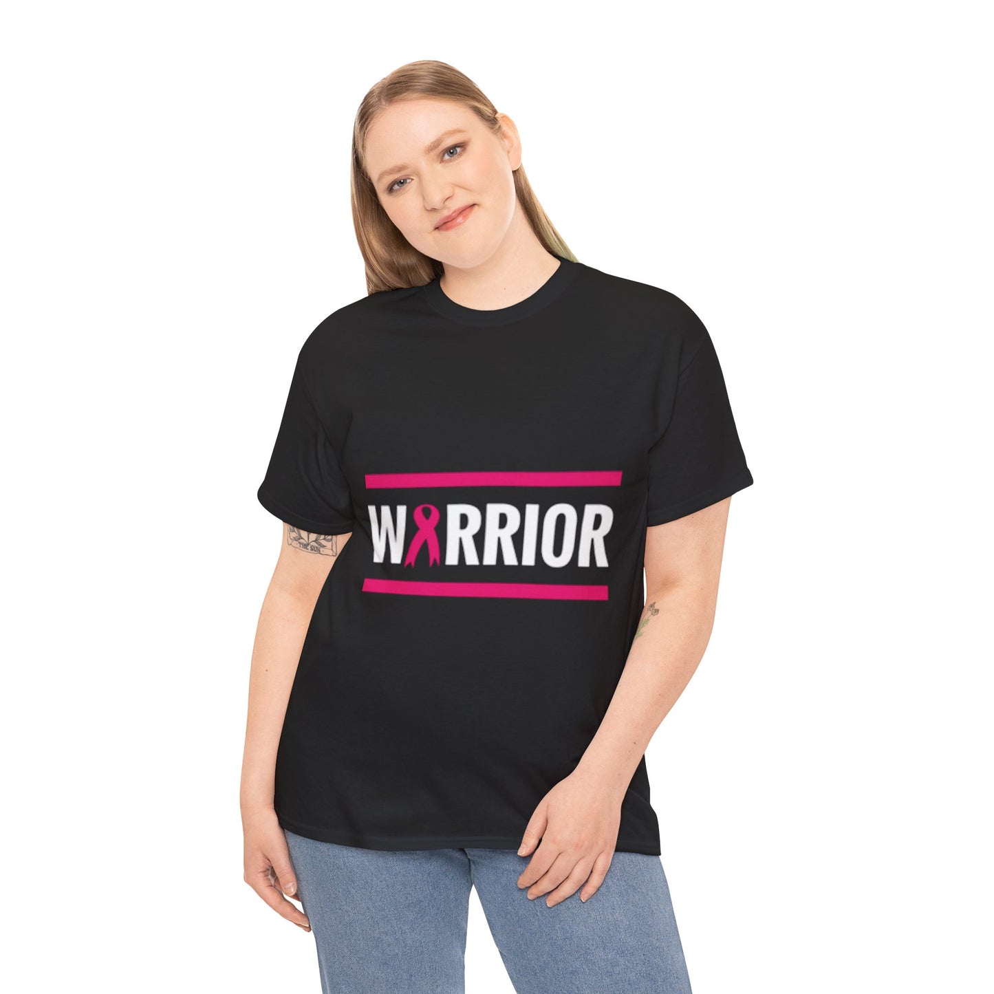 Breast Cancer Warrior Tee, Unisex Heavy Cotton T-Shirt, Cancer Awareness Shirt, Supportive Gift, Fight Like A Warrior Tee