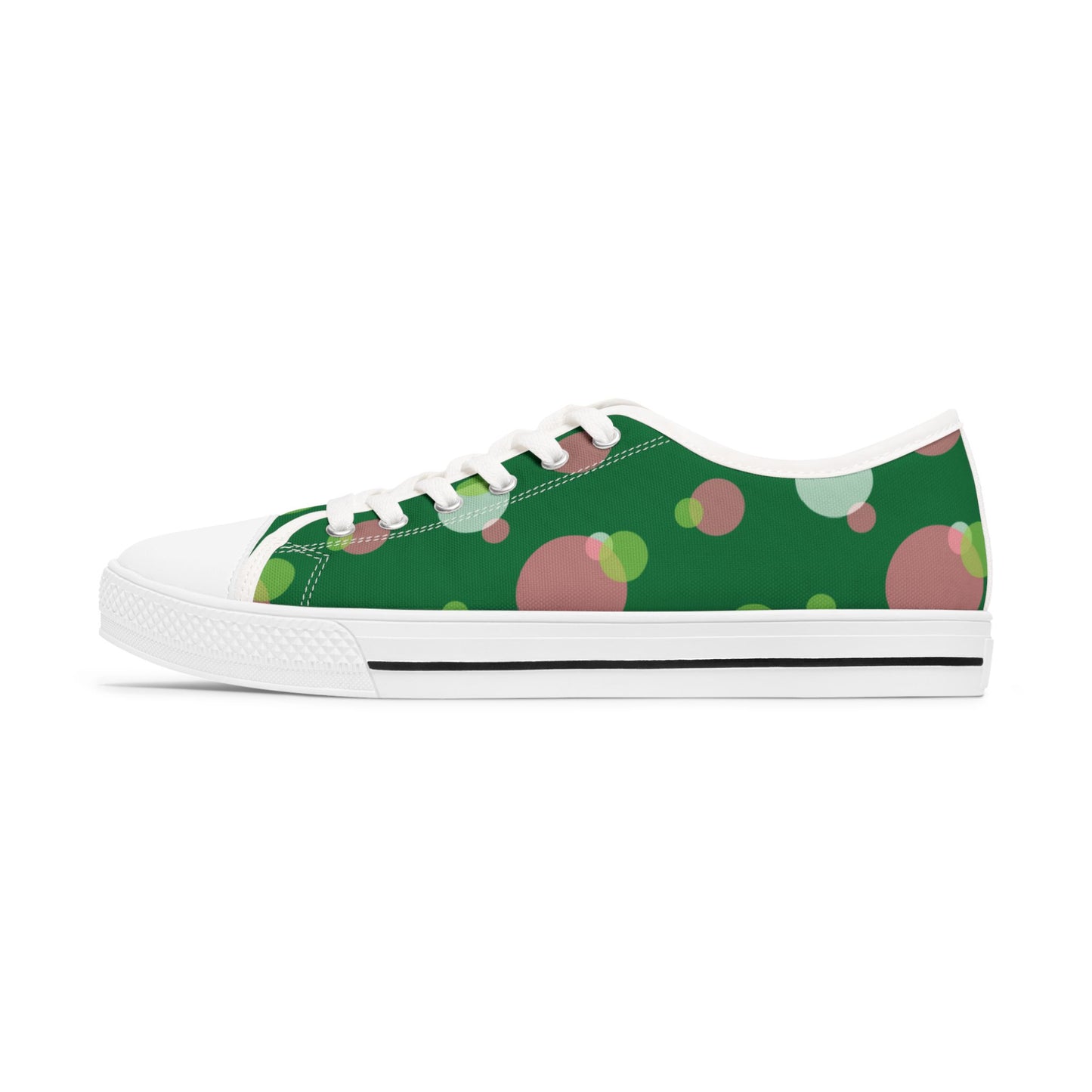 Green Low Top Sneakers with Colorful Dots | Trendy Footwear for Casual Days, Perfect for Everyday Wear, Gifts, Holidays, and Parties
