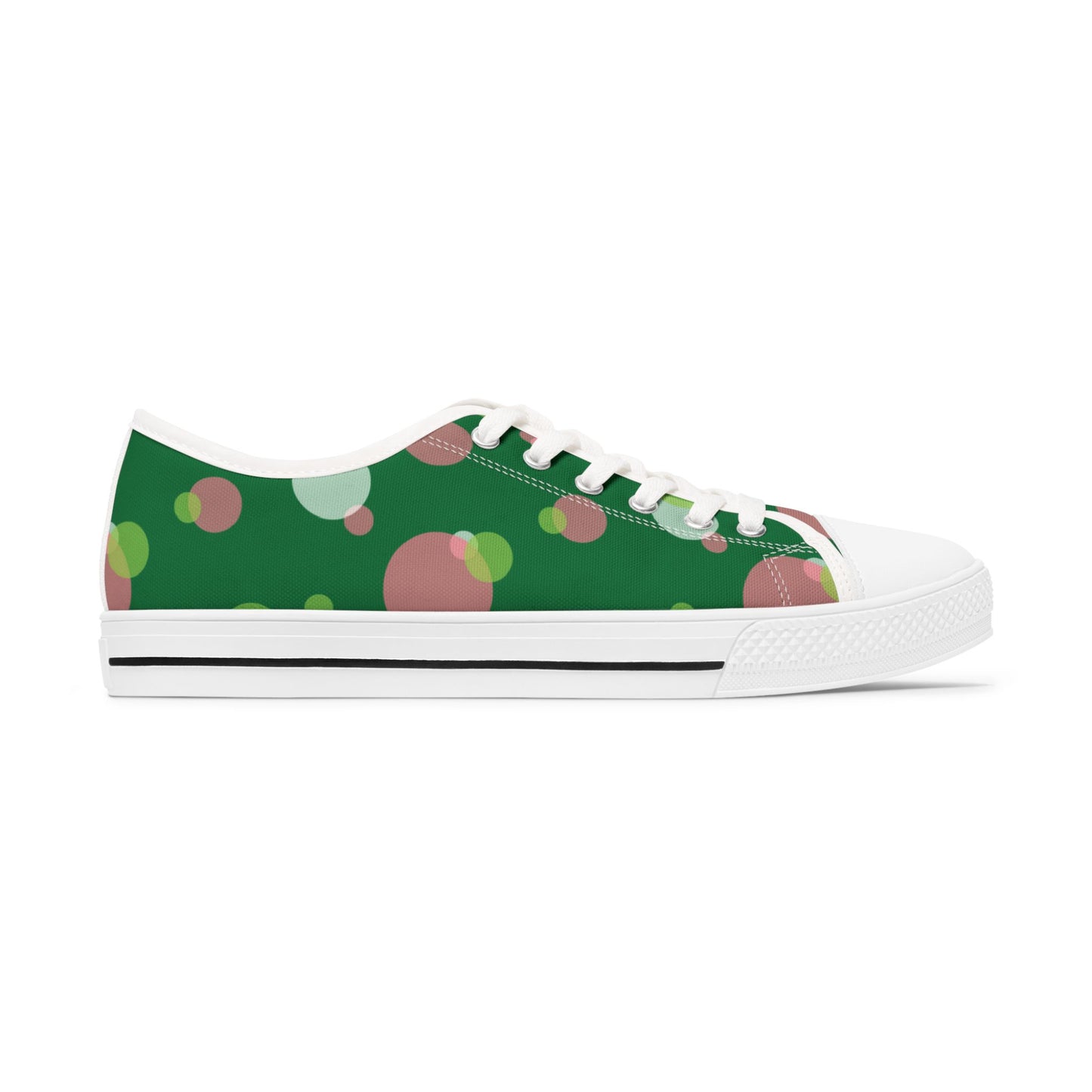 Green Low Top Sneakers with Colorful Dots | Trendy Footwear for Casual Days, Perfect for Everyday Wear, Gifts, Holidays, and Parties