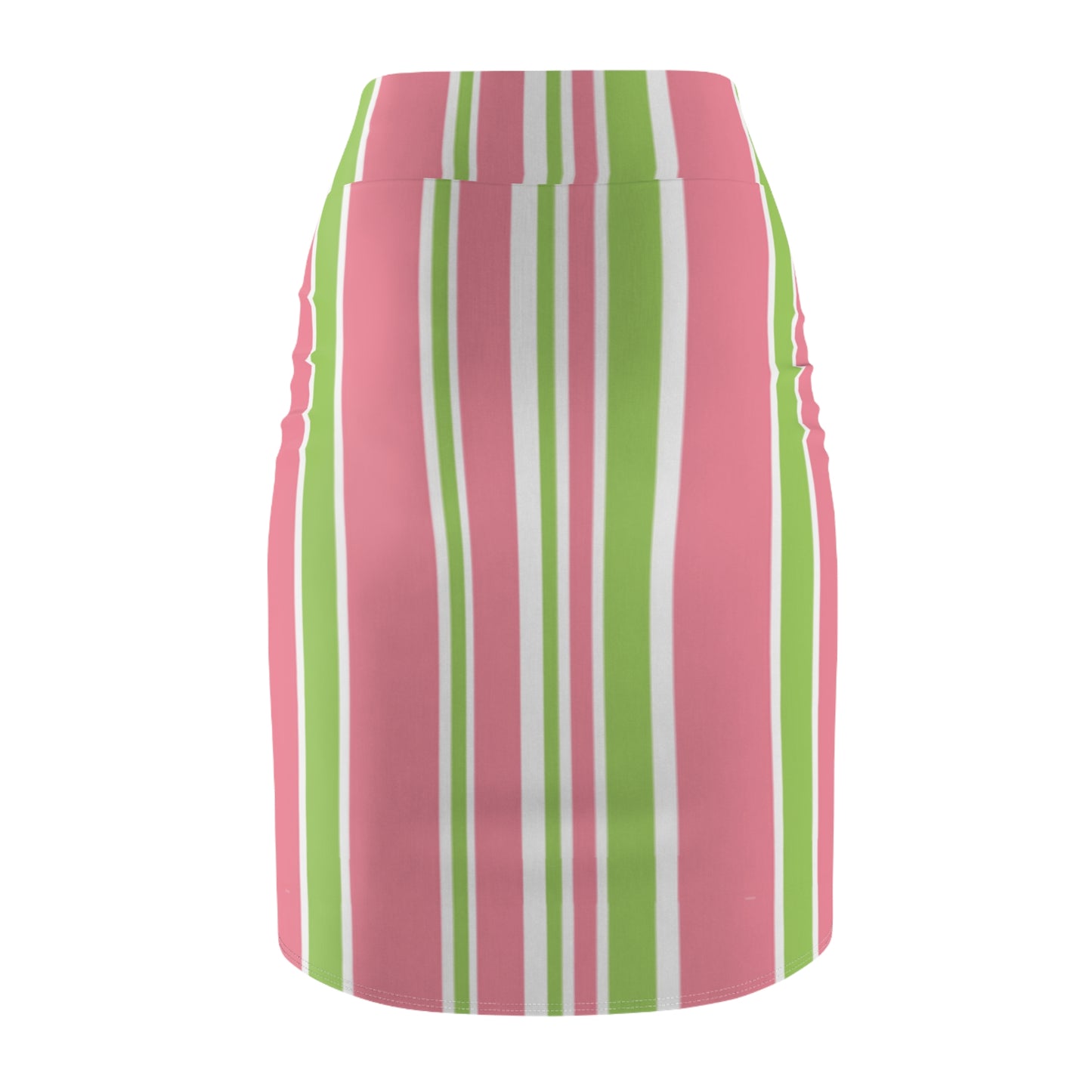 Striped Pencil Skirt: Pink and Green Women's Fashion Officewear Apparel