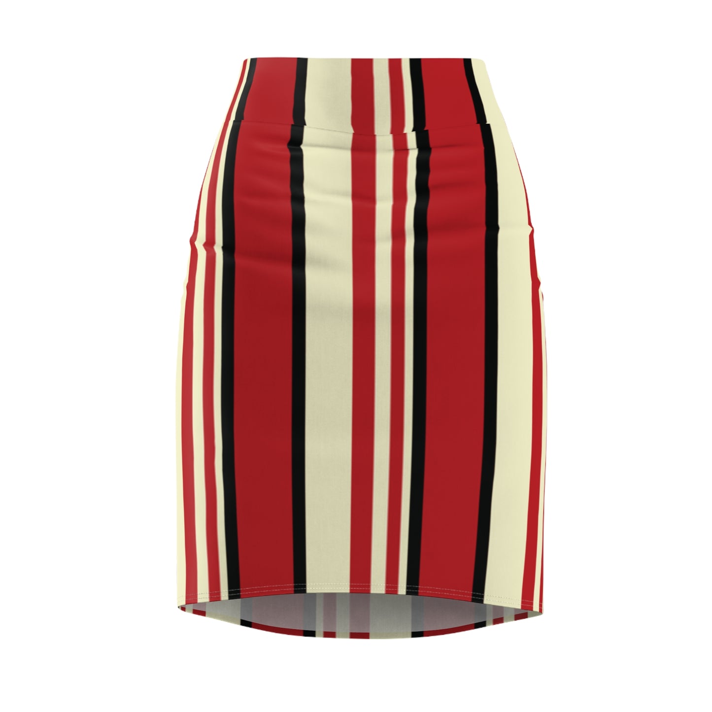 Striped Pencil Skirt, Crimson & Cream, Women's Clothing, Office Wear, Work Attire, Casual Skirt