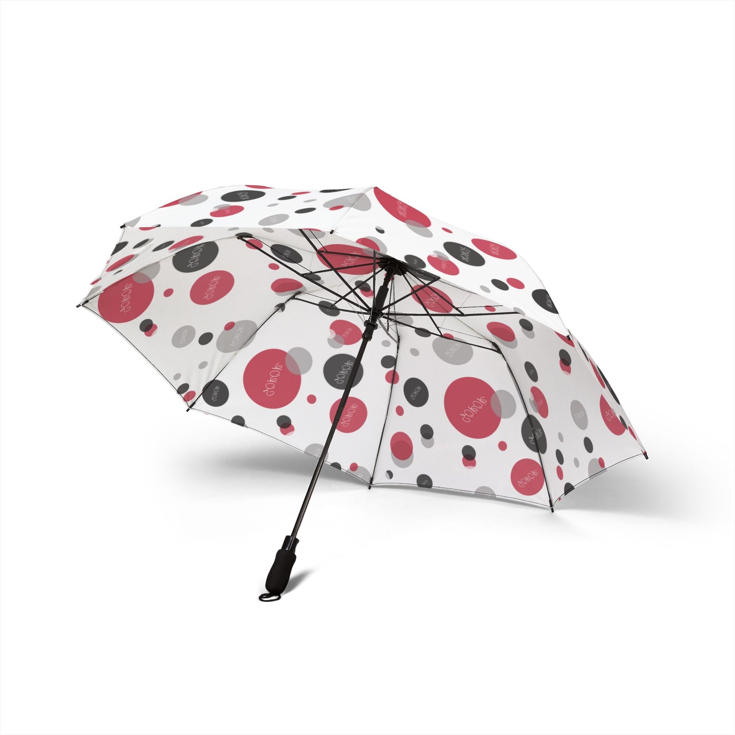 Soror Diva Dot Umbrella White - Stylish Semi-Automatic Foldable Umbrella, Rain Gear, Travel Essential, Gift for Her, Fashion Accessory