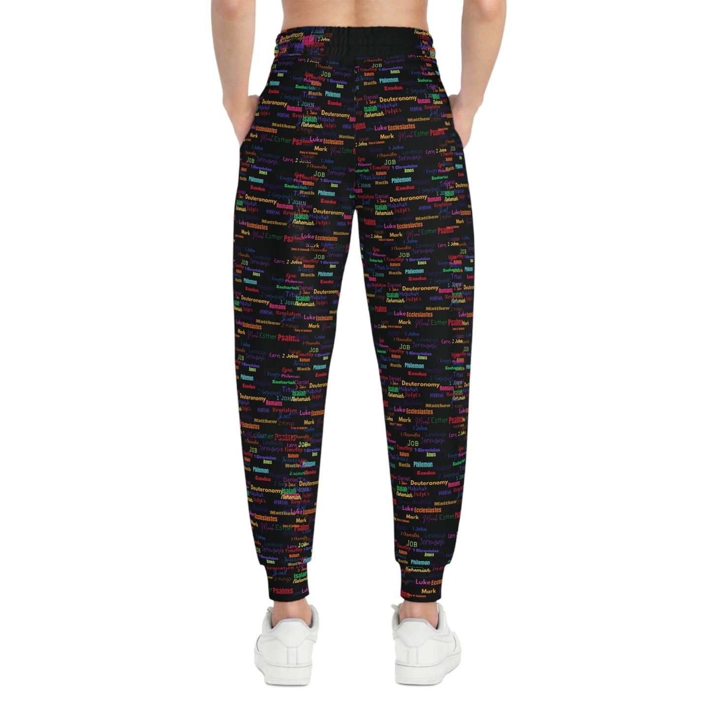 Colorful Patterned Black Athletic Joggers, Trendy Activewear, Comfortable Lounge Pants, Sporty Casual Wear, Unique Jogging Pants